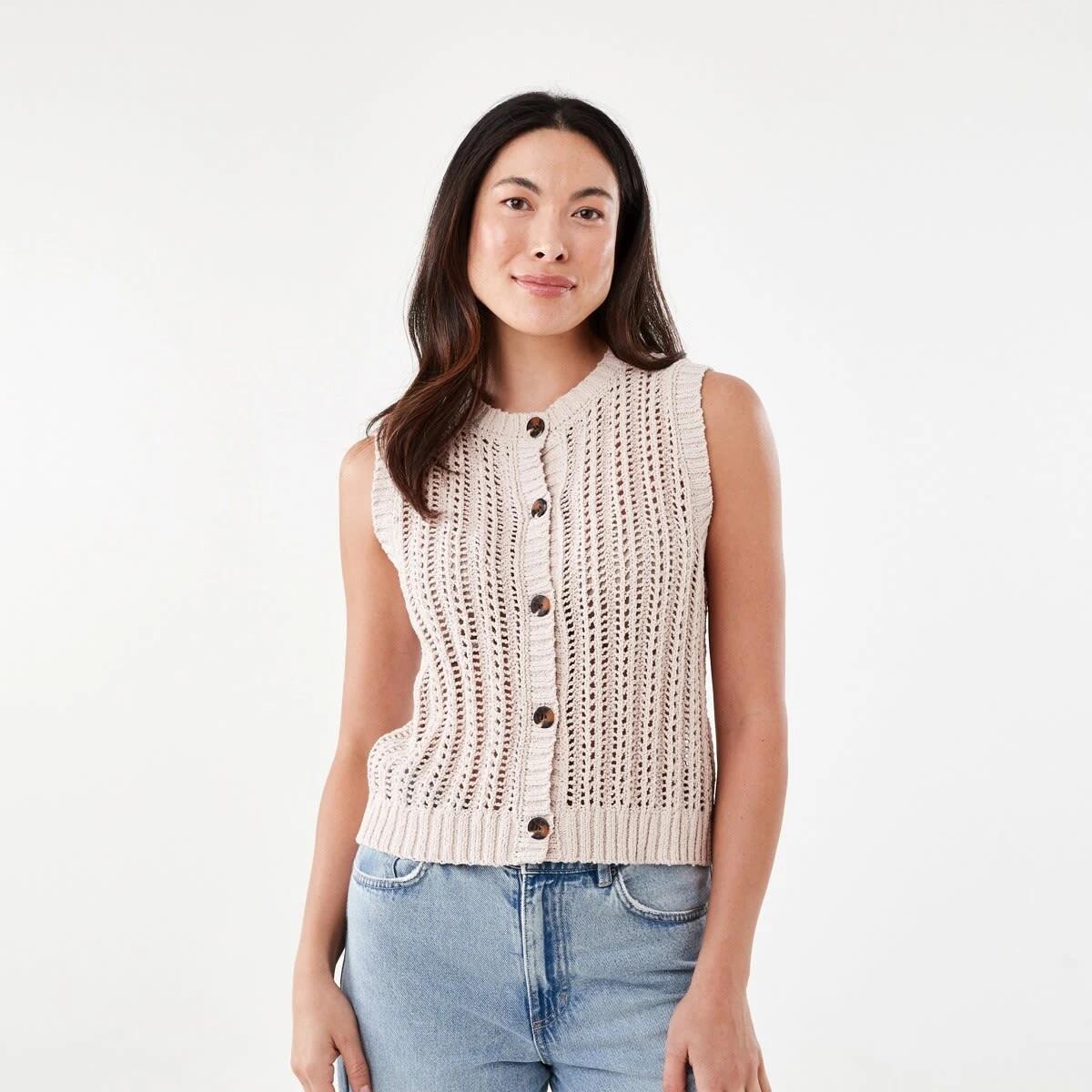 1 Knit Vest Bone Beige, 1 of 6