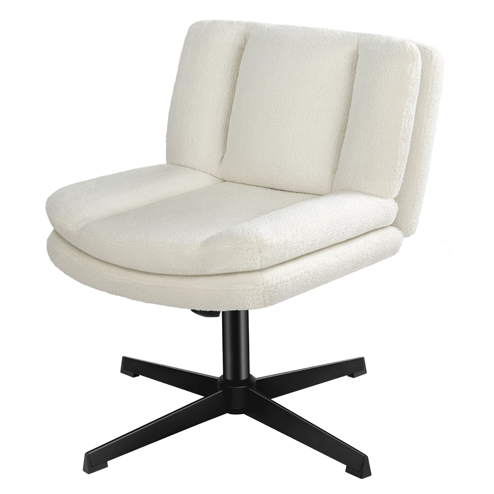 1 Alfordson Armless Office Desk Chair Mid Back Wide Seat Boucle - White, 1 of 7