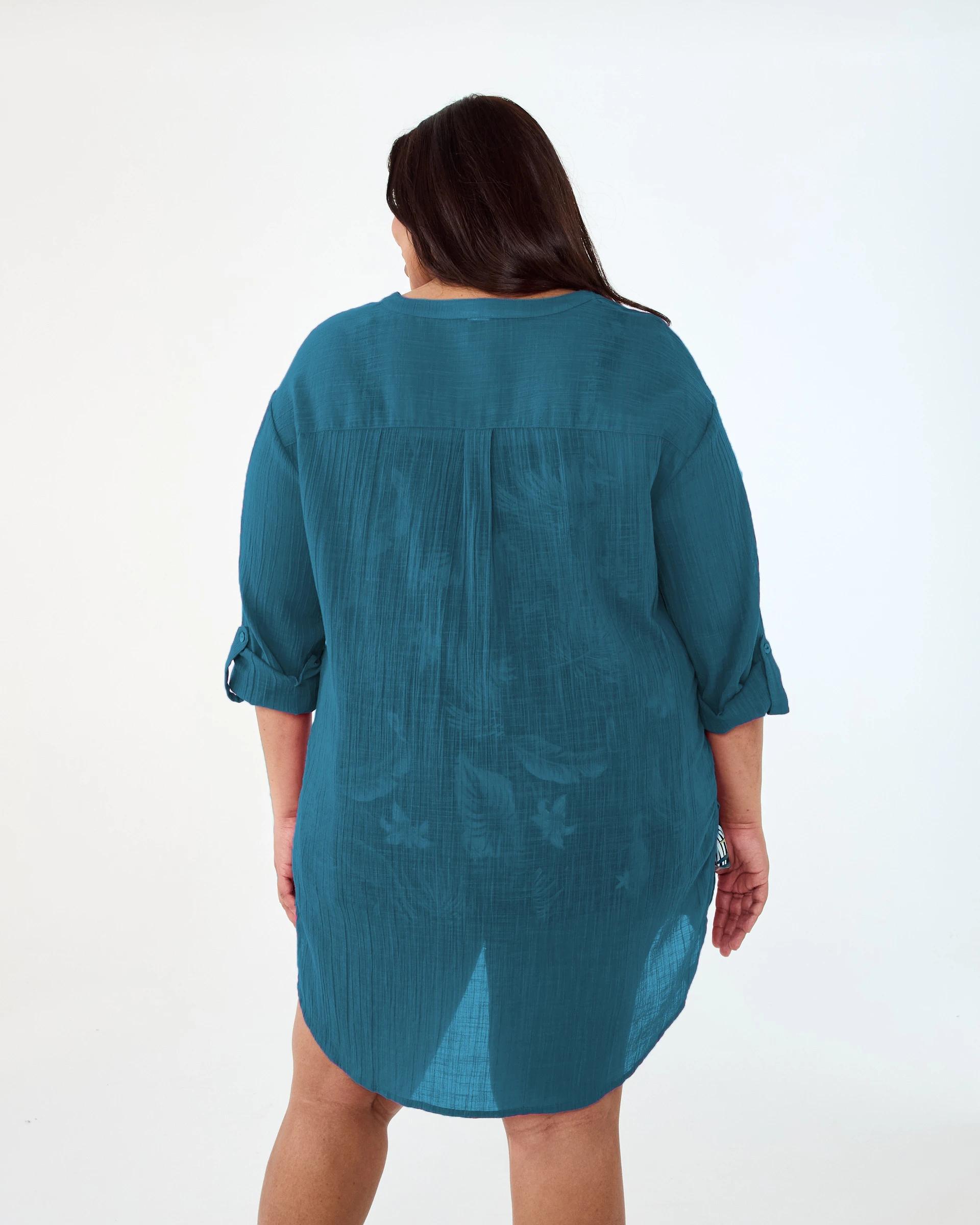 4 Curve Beach Kaftan TEAL NAVY, 4 of 8