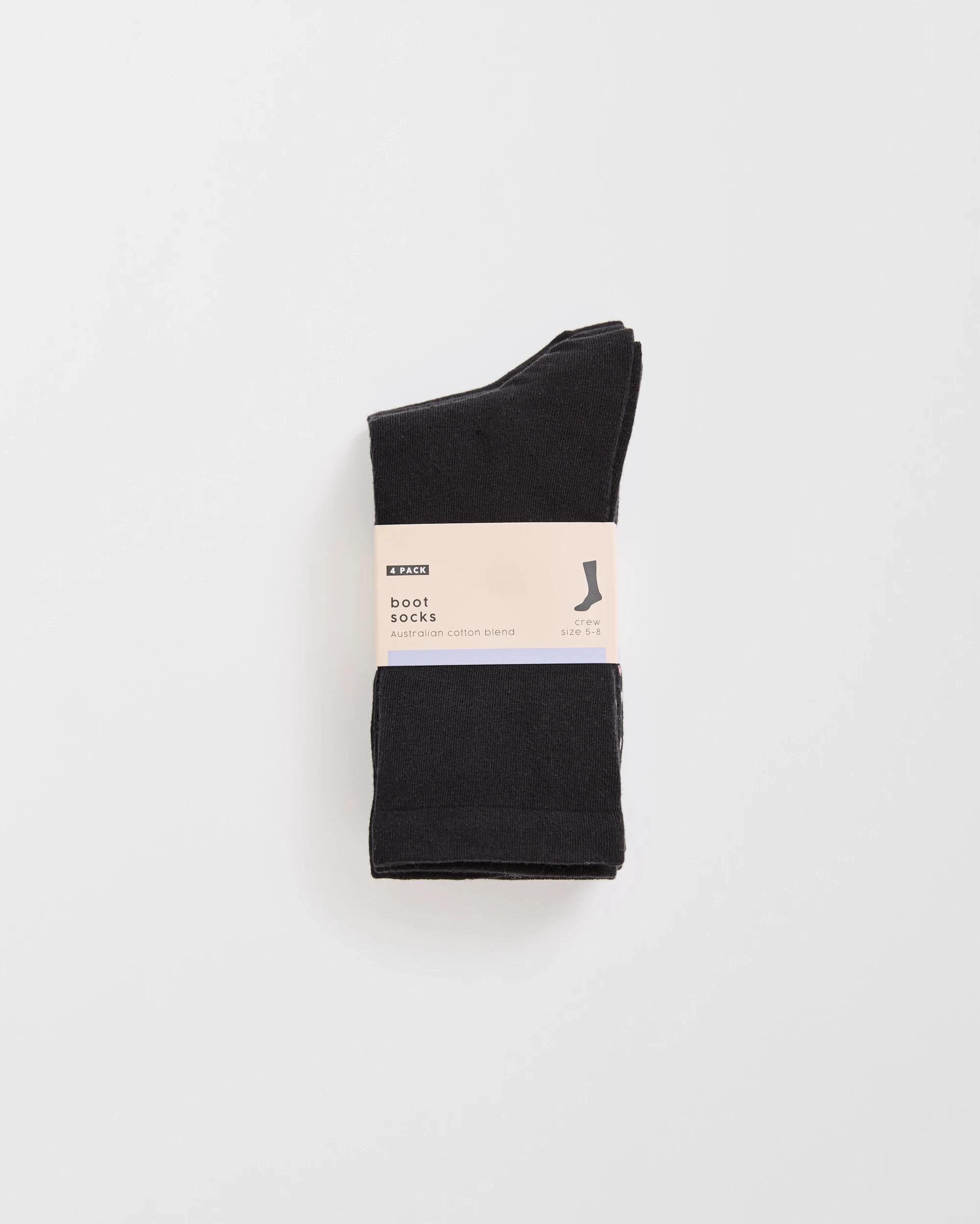 3 Target Woman Australian Cotton Blend 4 Pack Sole Design Crew Socks BLACK, 3 of 3