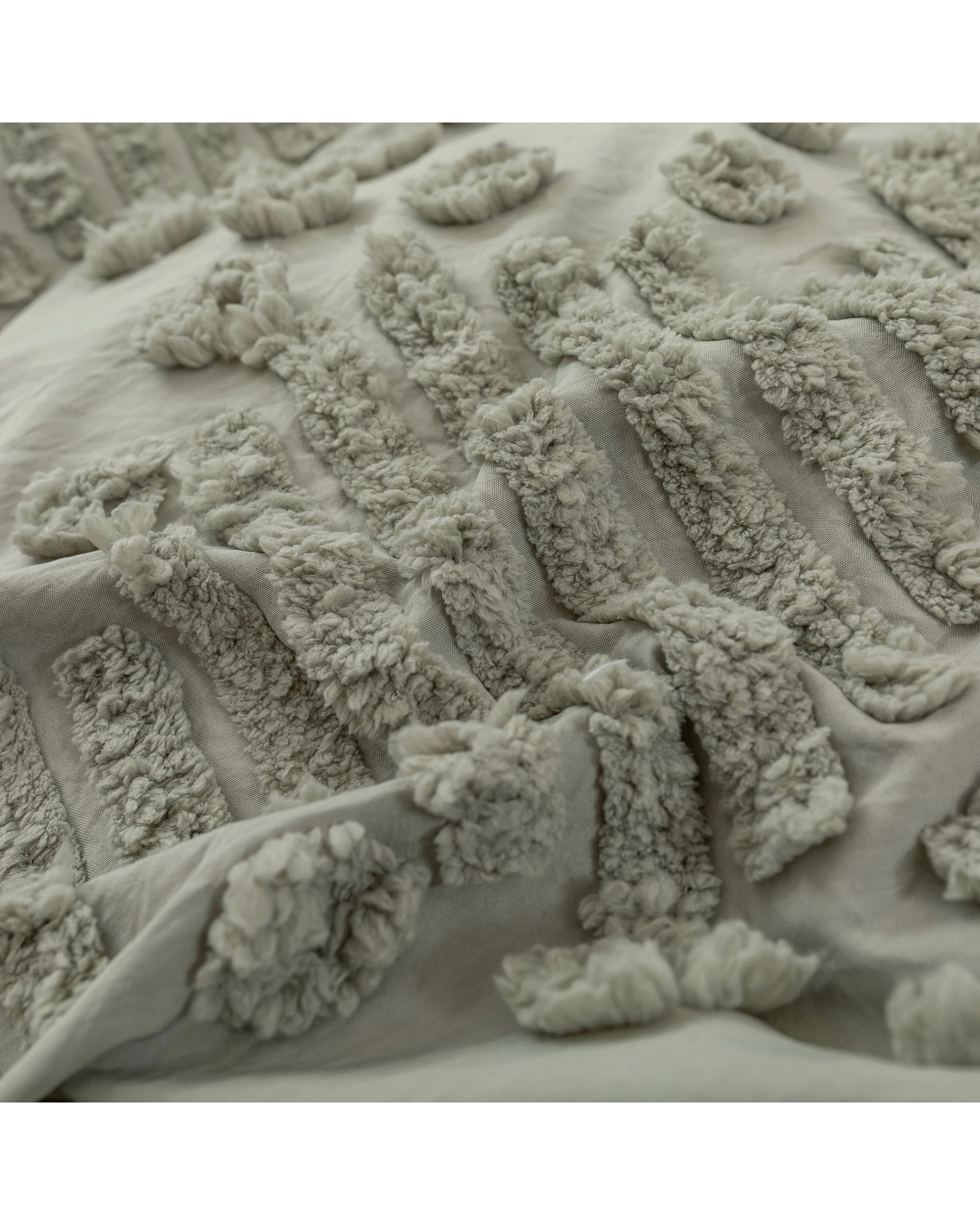 6 Dreamaker Fletcher Ultrafine Tufted Chenille Quilt Cover Set - Single Bed - Sage, 6 of 9