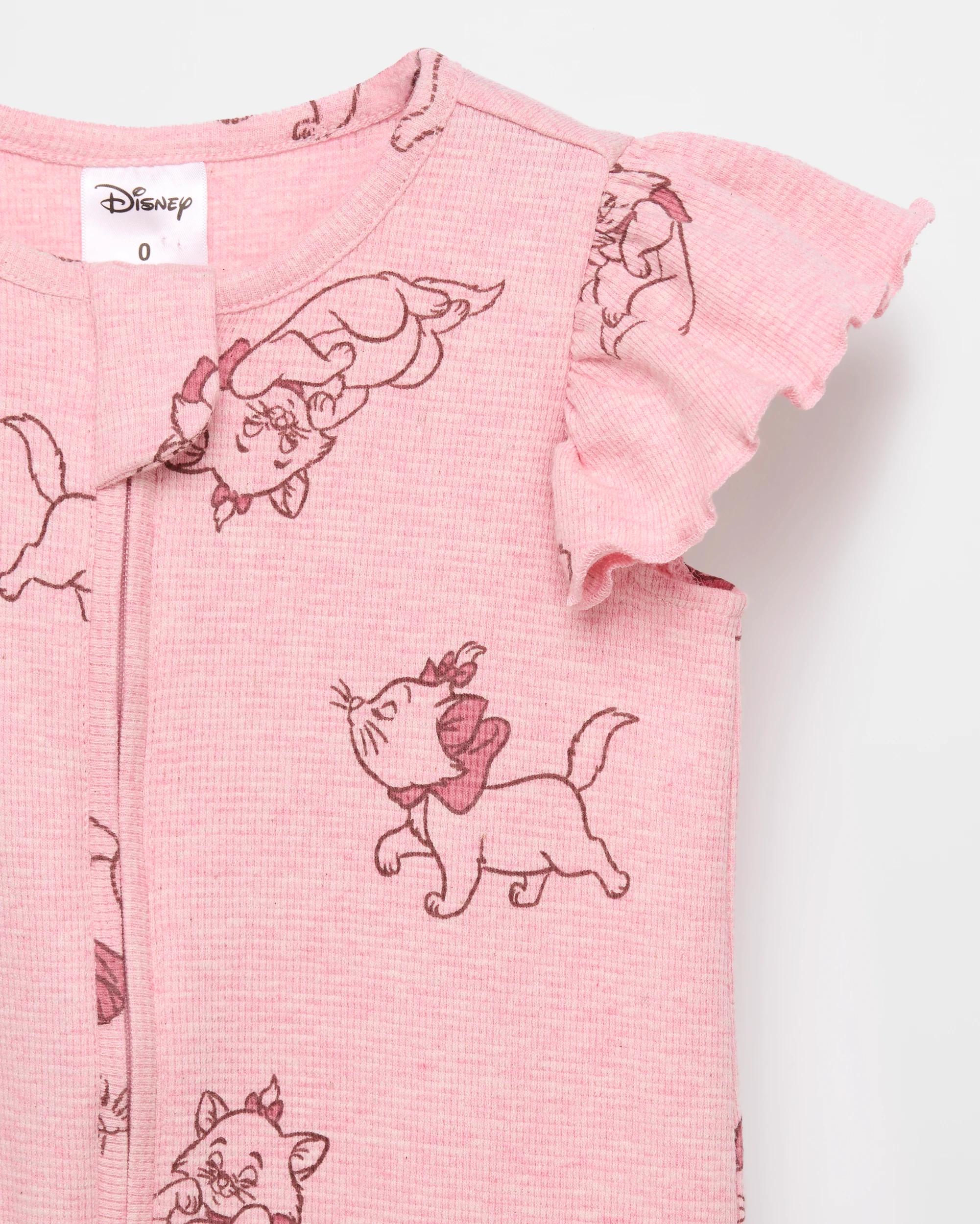2 Baby Disney Marie Organic Cotton Waffle Romper MARIE PINK MARLE, 2 of 2