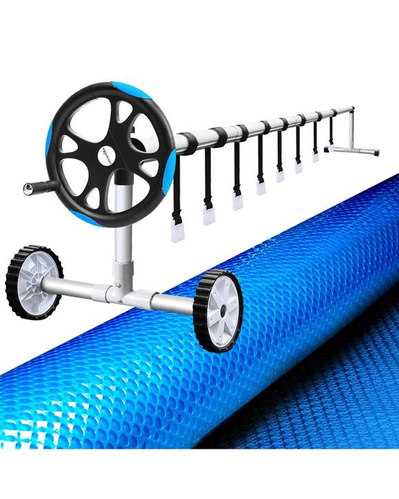 Aqua Buddy Pool Cover 500 Micron 9.5x5m Swimming Pool Solar Blanket 5.5m Roller - Multi