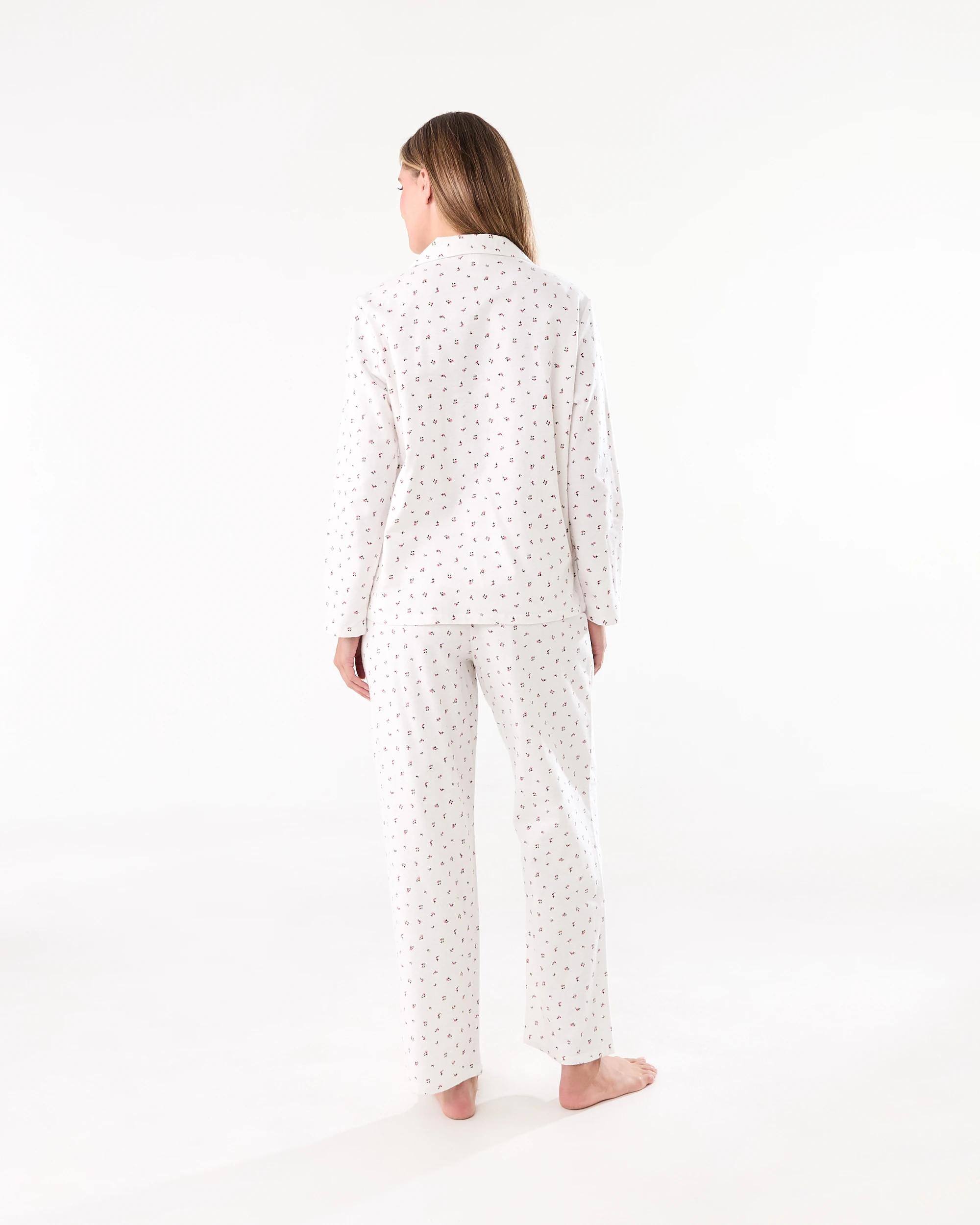 3 Cotton Flannel Pyjama Set Rose Ditsy, 3 of 7