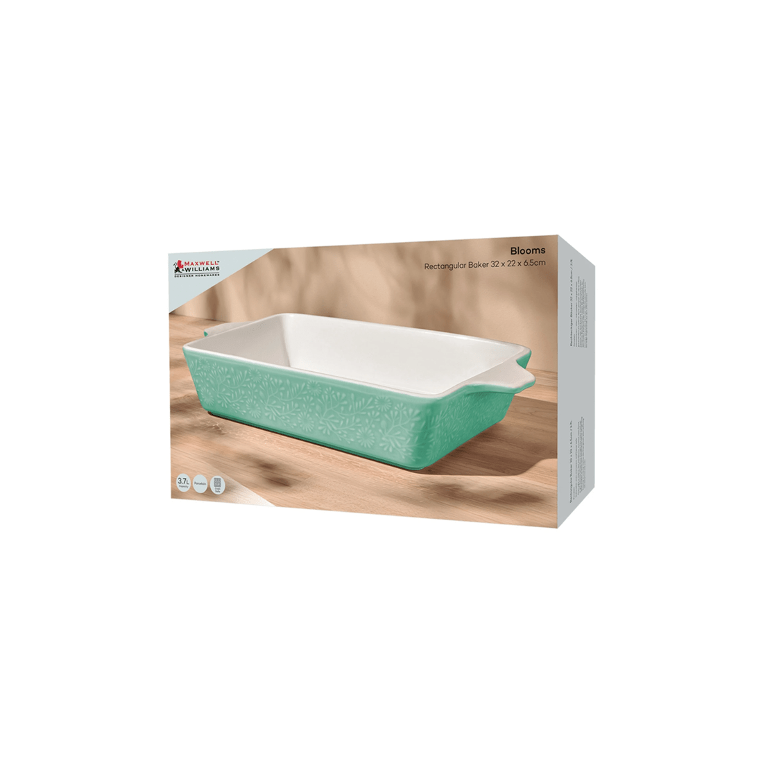 4 Maxwell & Williams Blooms Rectangular Baker Baking Tray 32x22x6.5cm Oven Safe
 - Green, 4 of 4