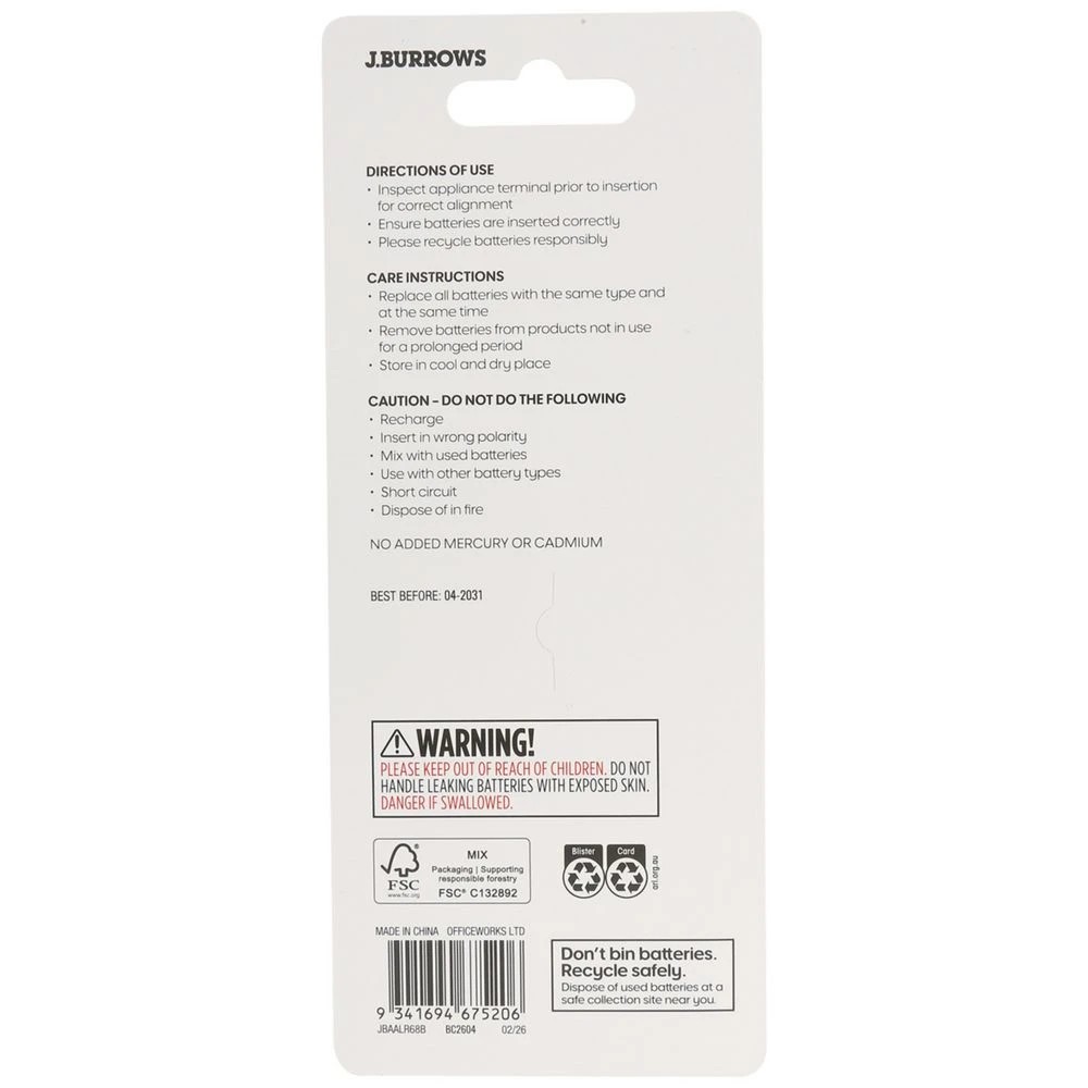 2 J.Burrows AA Batteries 8 Pack, 2 of 6