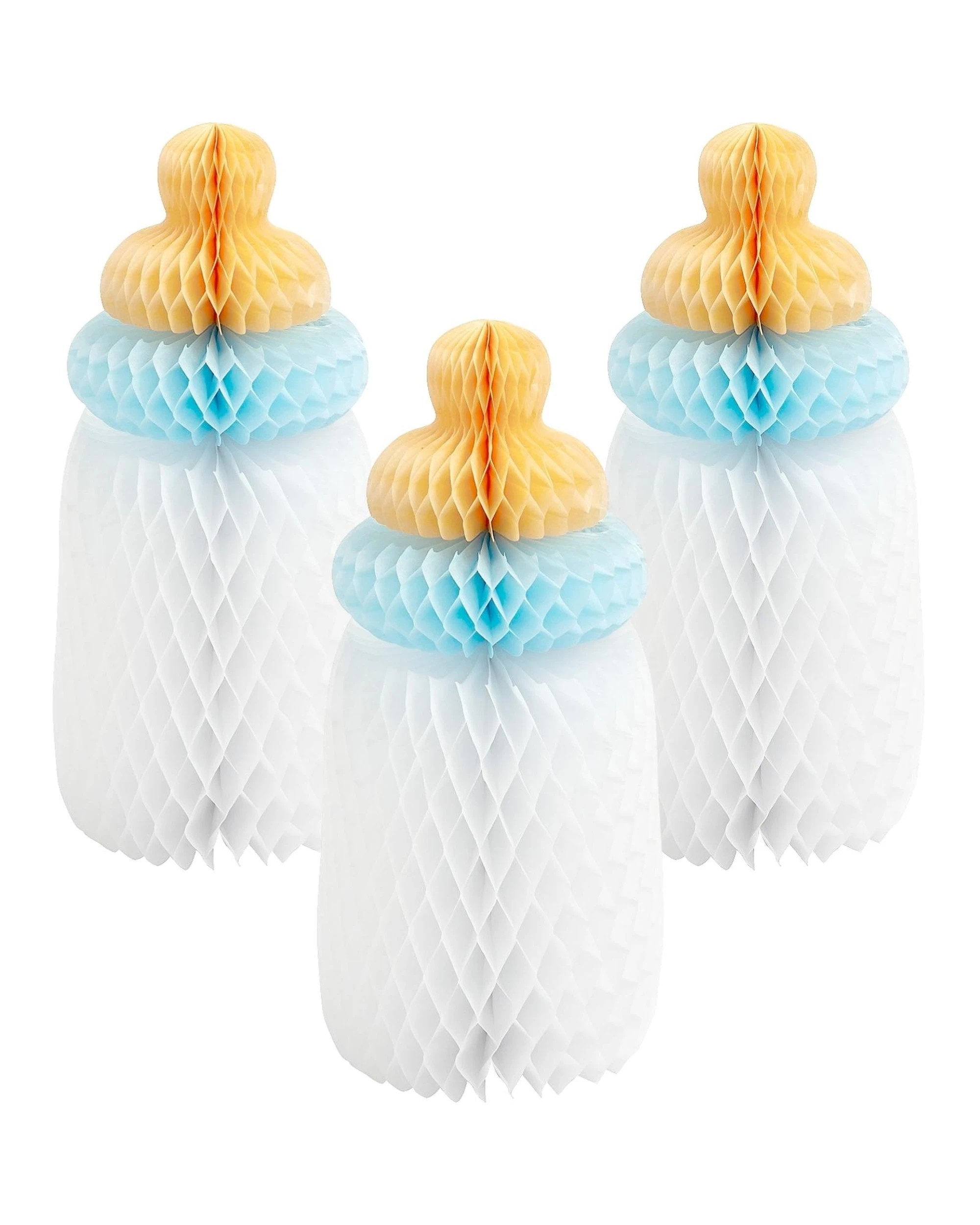 1 Fun Express Blue Baby Bottle Honeycomb Centrepieces Pack of 3, 1 of 1