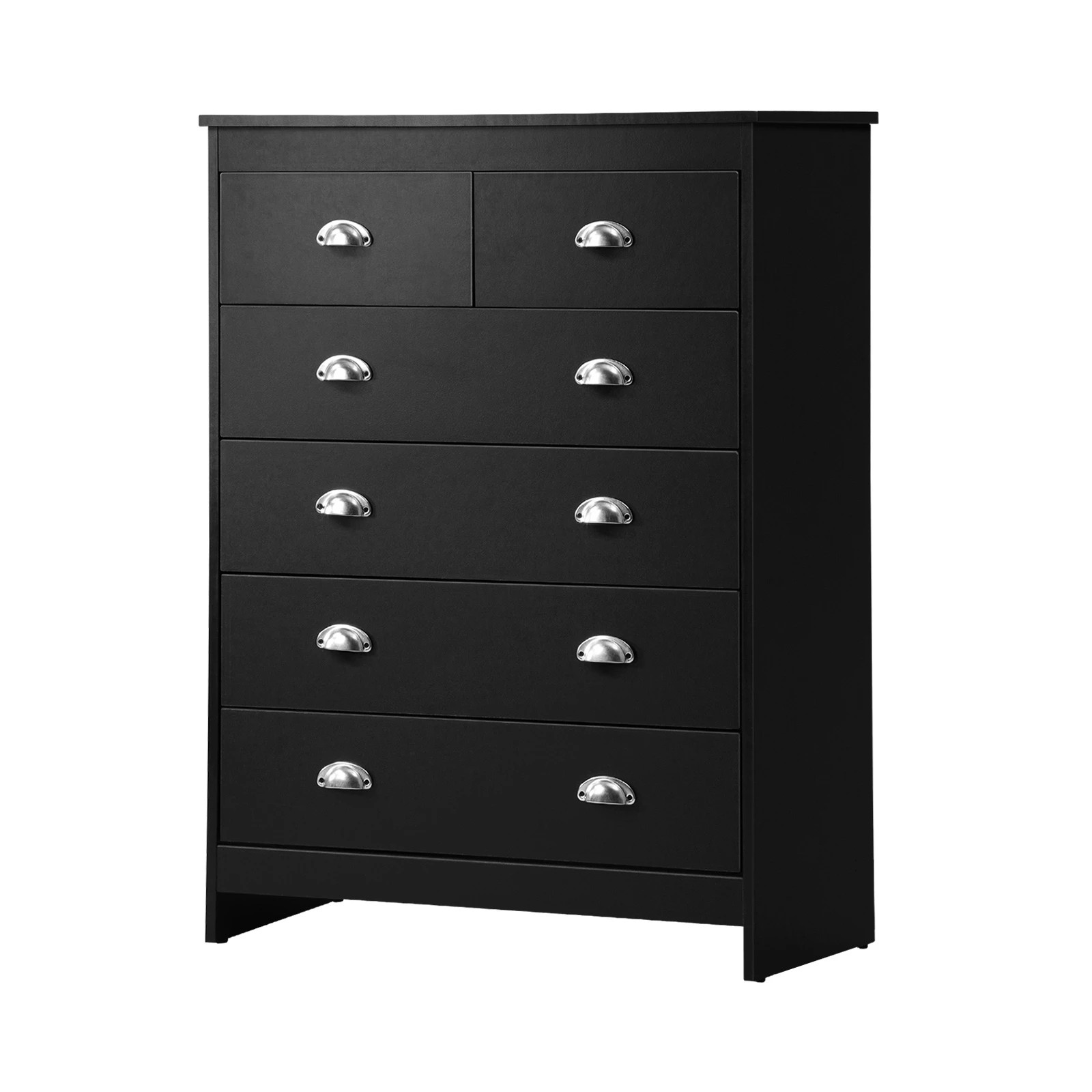 1 Oikiture 6 Chest of Drawers Tallboy Dresser Table Storage Cabinet - Black, 1 of 9