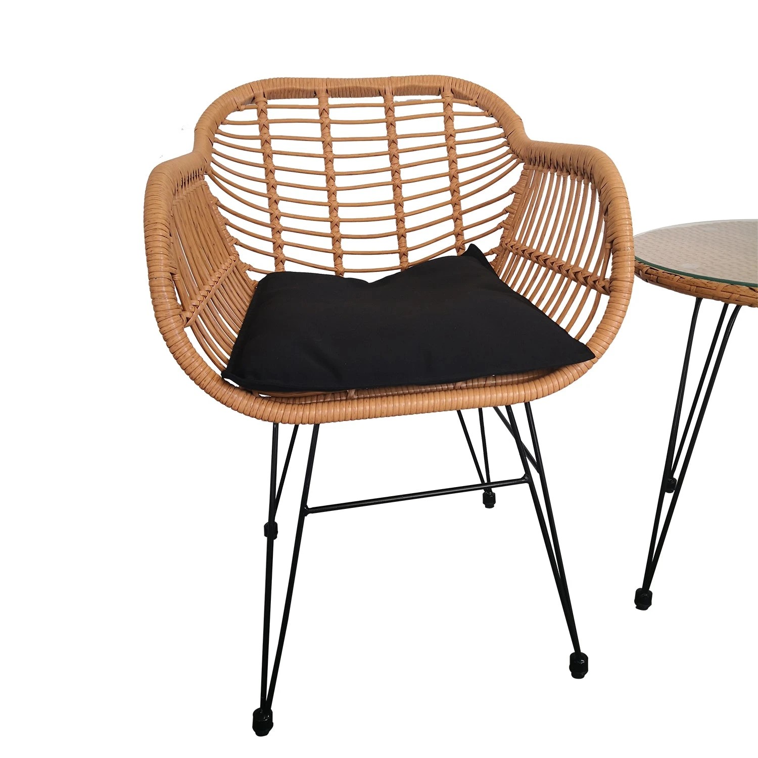 10 Elora 3pc Lounge Set Outdoor Furniture Rattan Wicker Chair Table Garden Patio Balcony, 10 of 10