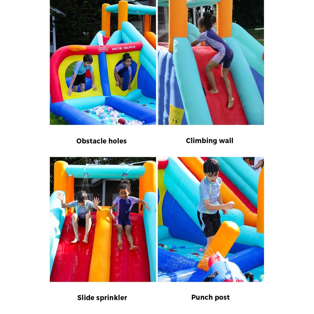 8 Doctor Dolphin 10-in-1 Inflatable Water Park Jumping Castle Dual Slides Blower
 - Multi, 8 of 10