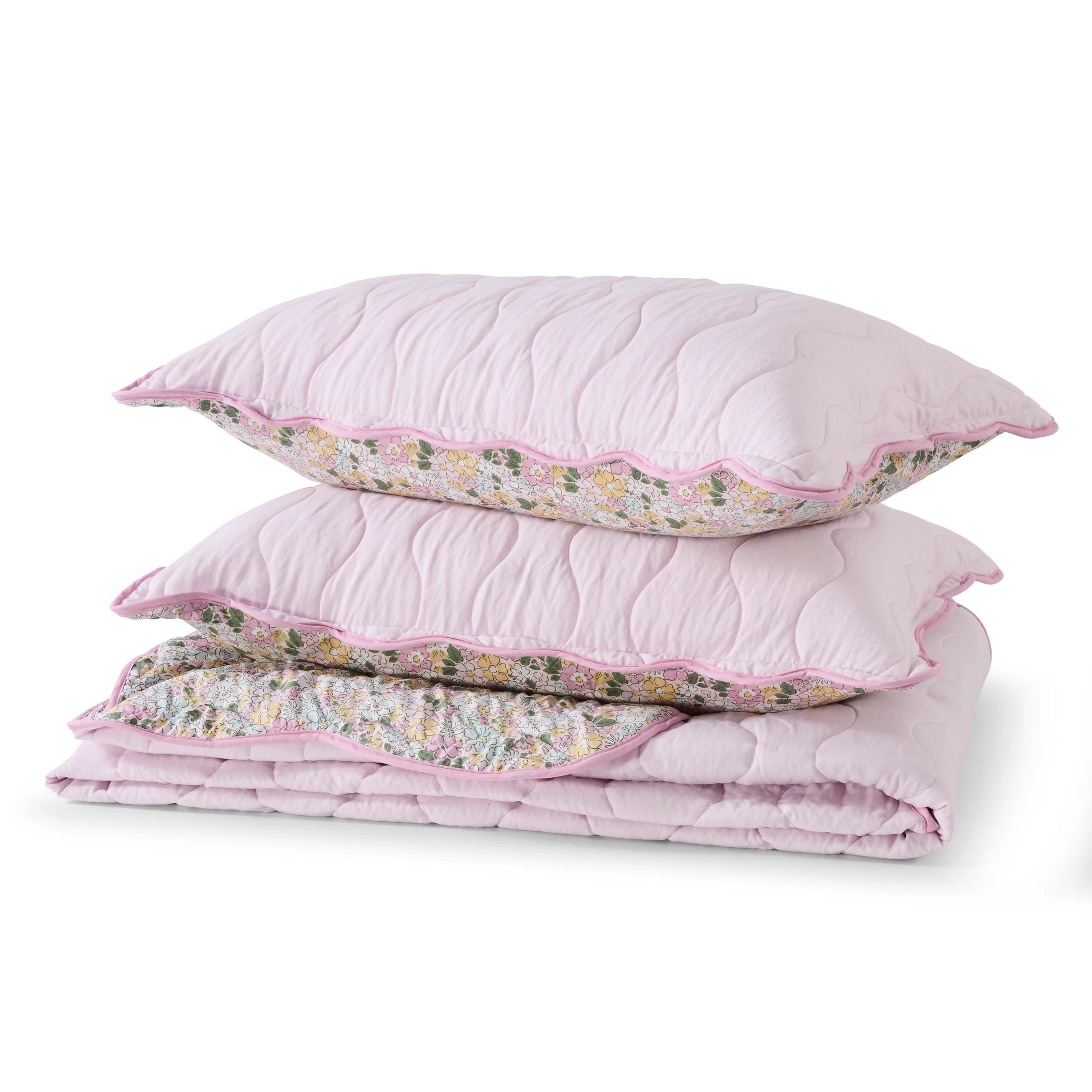 6 Floral Reversible Coverlet Set - Queen/King Bed, Pink, 6 of 8