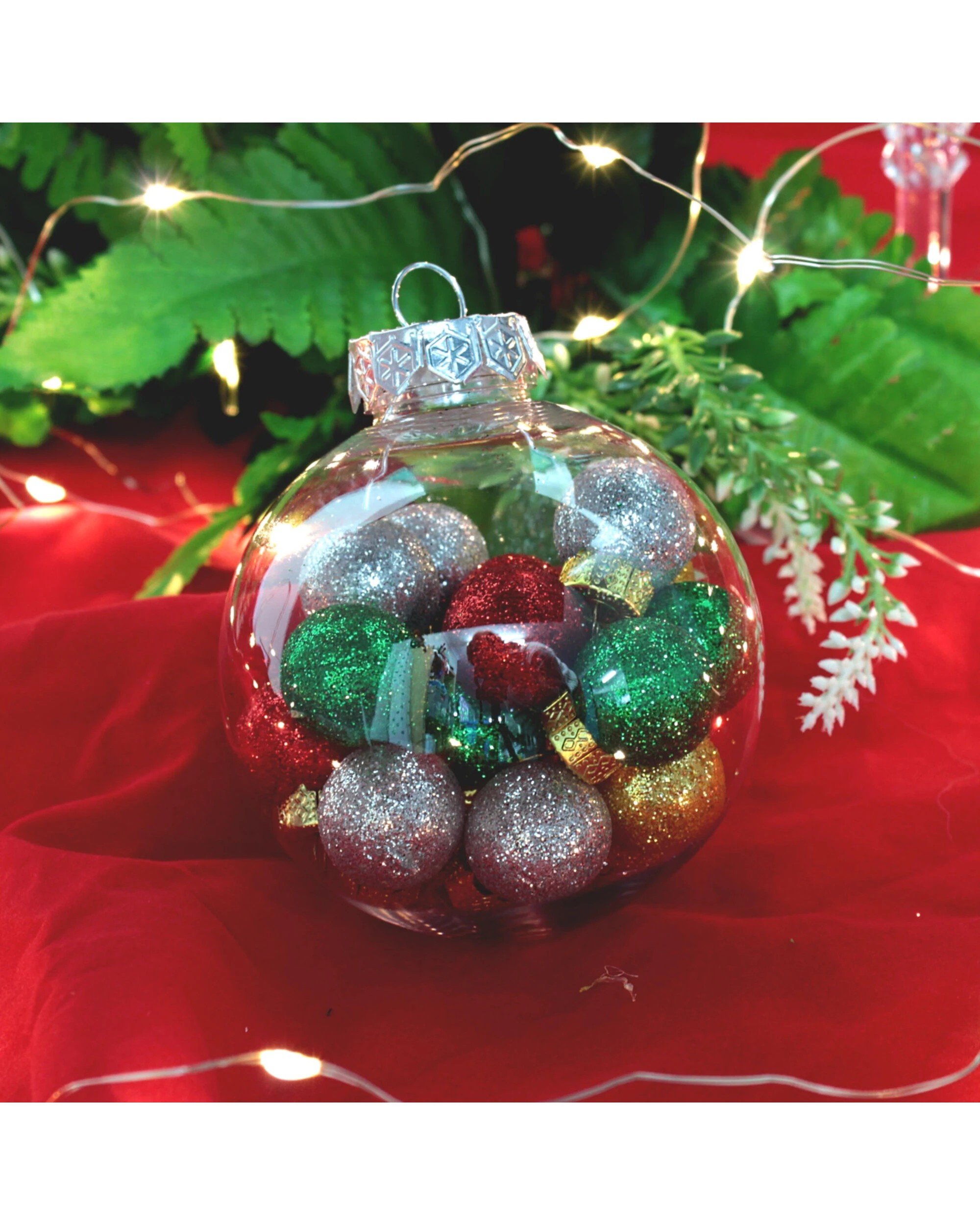 4 Partyrama Clear Plastic Fillable Bauble With Silver Cap 8cm, 4 of 4