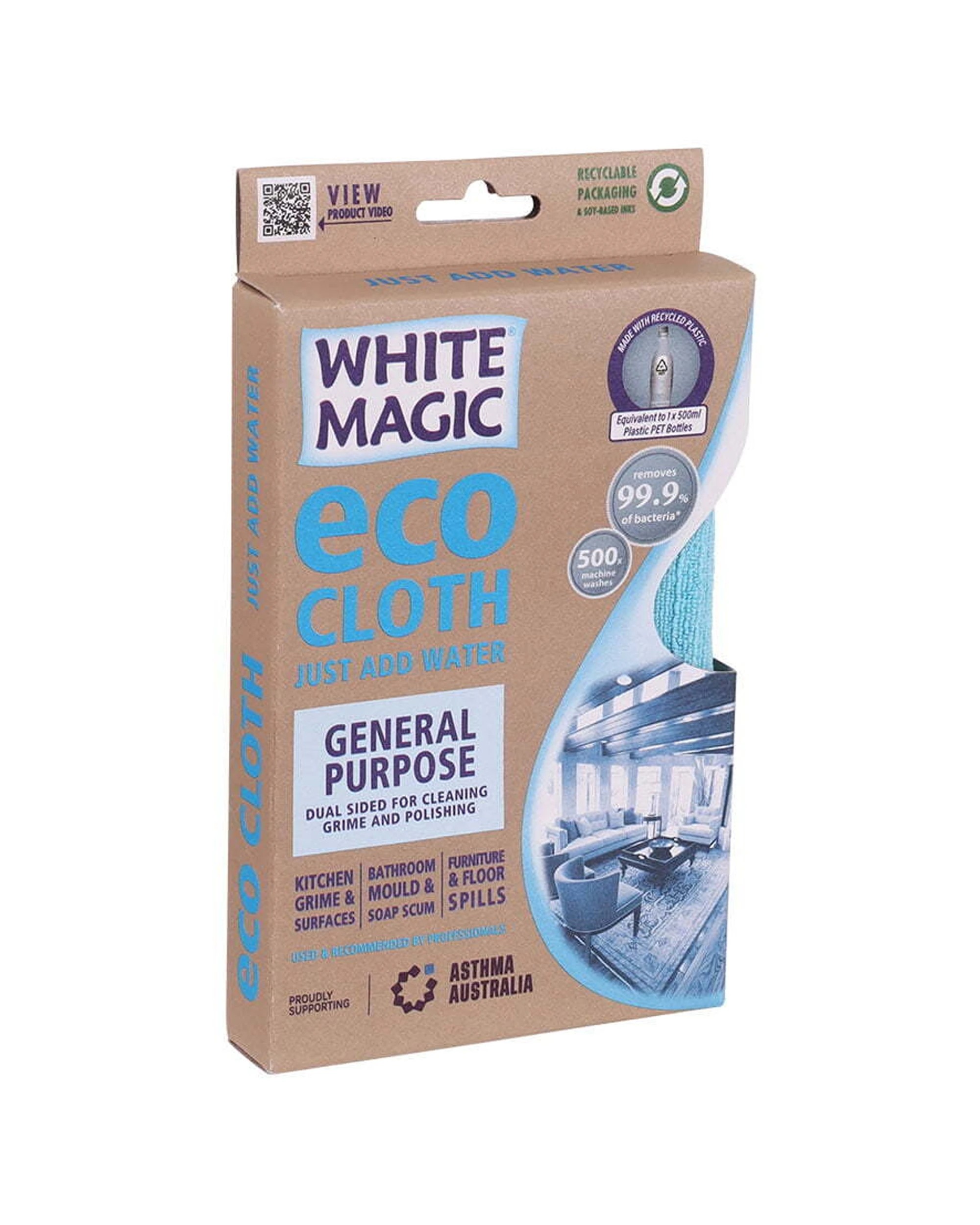 3 White Magic Eco Cloth Microfiber General Purpose Dual-sided Cleaner 20x12cm - Blue, 3 of 3