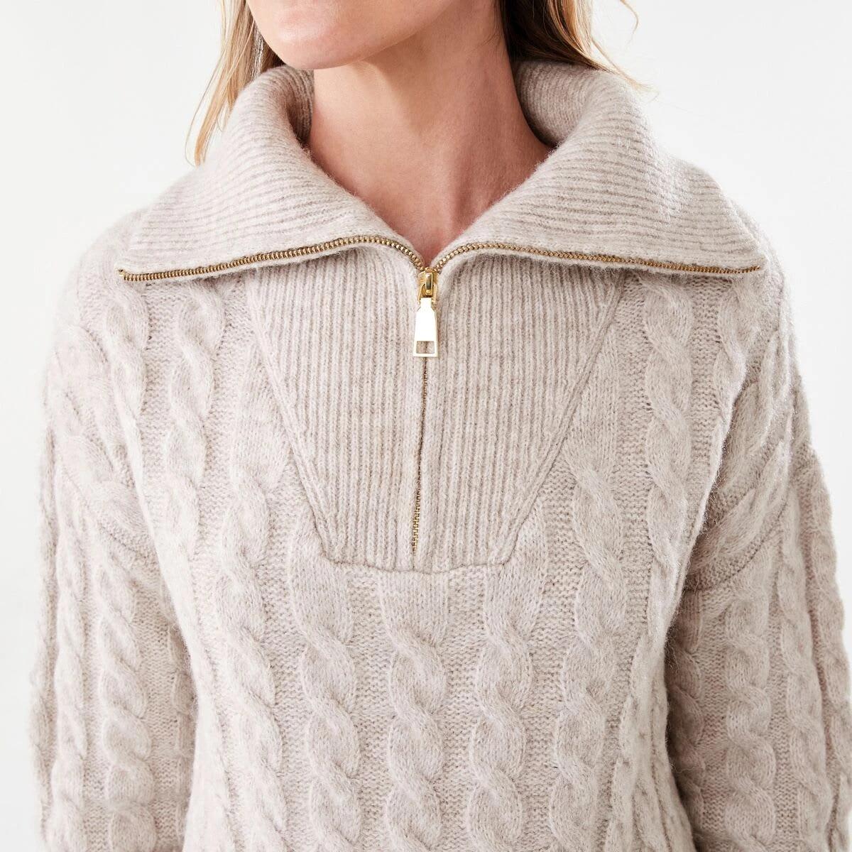 5 Zip Neck Jumper Bge Otml, 5 of 5