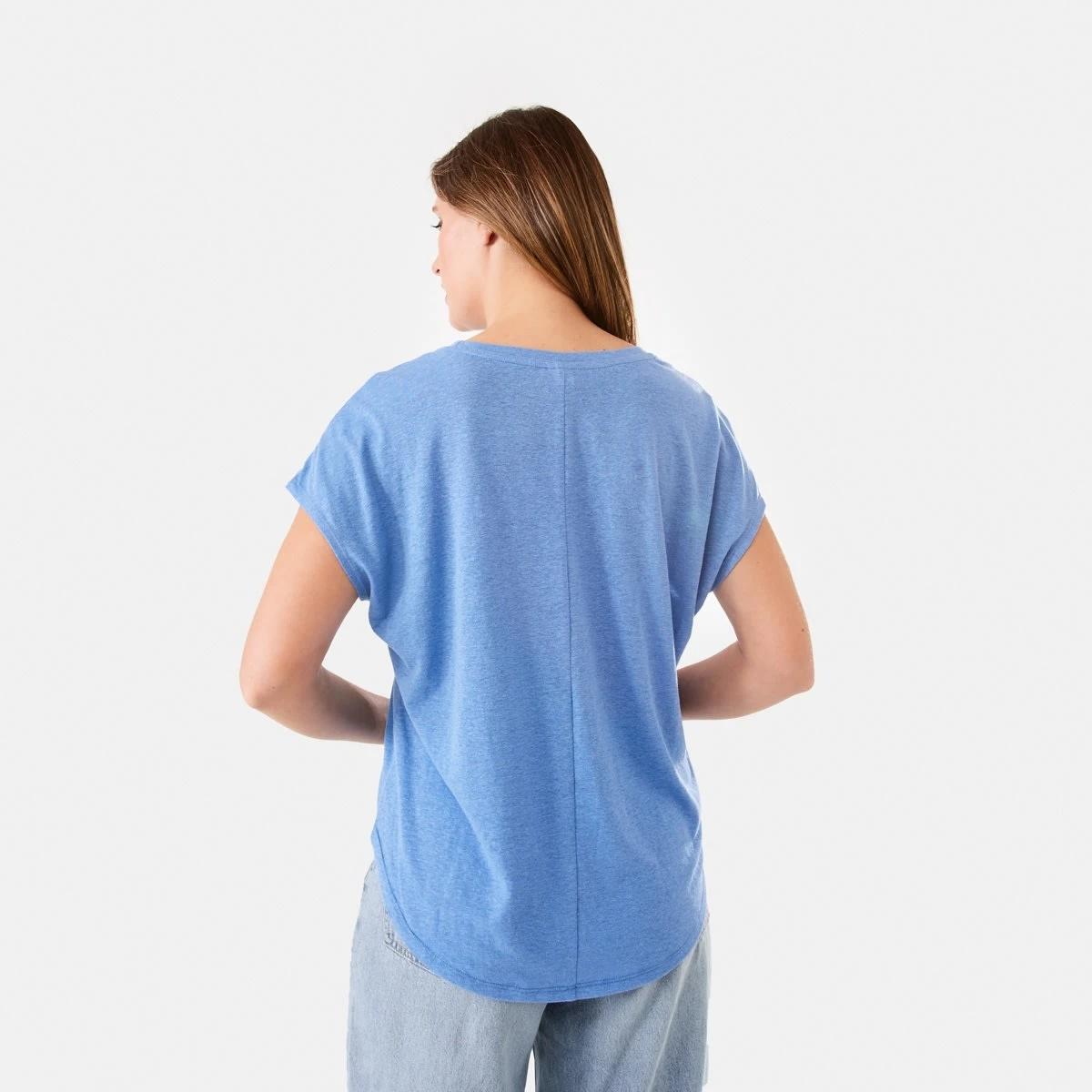 3 Linen Blend Extended Sleeve Tee Blu Marine, 3 of 6
