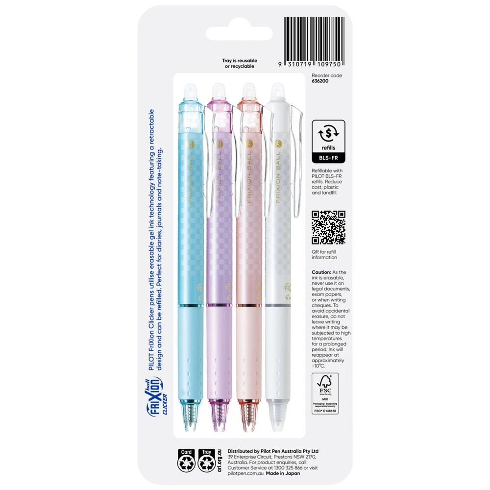 2 PILOT FriXion Clicker Ltd Ed Erasable Gel 0.5mm Black Ink 4Pk, 2 of 9