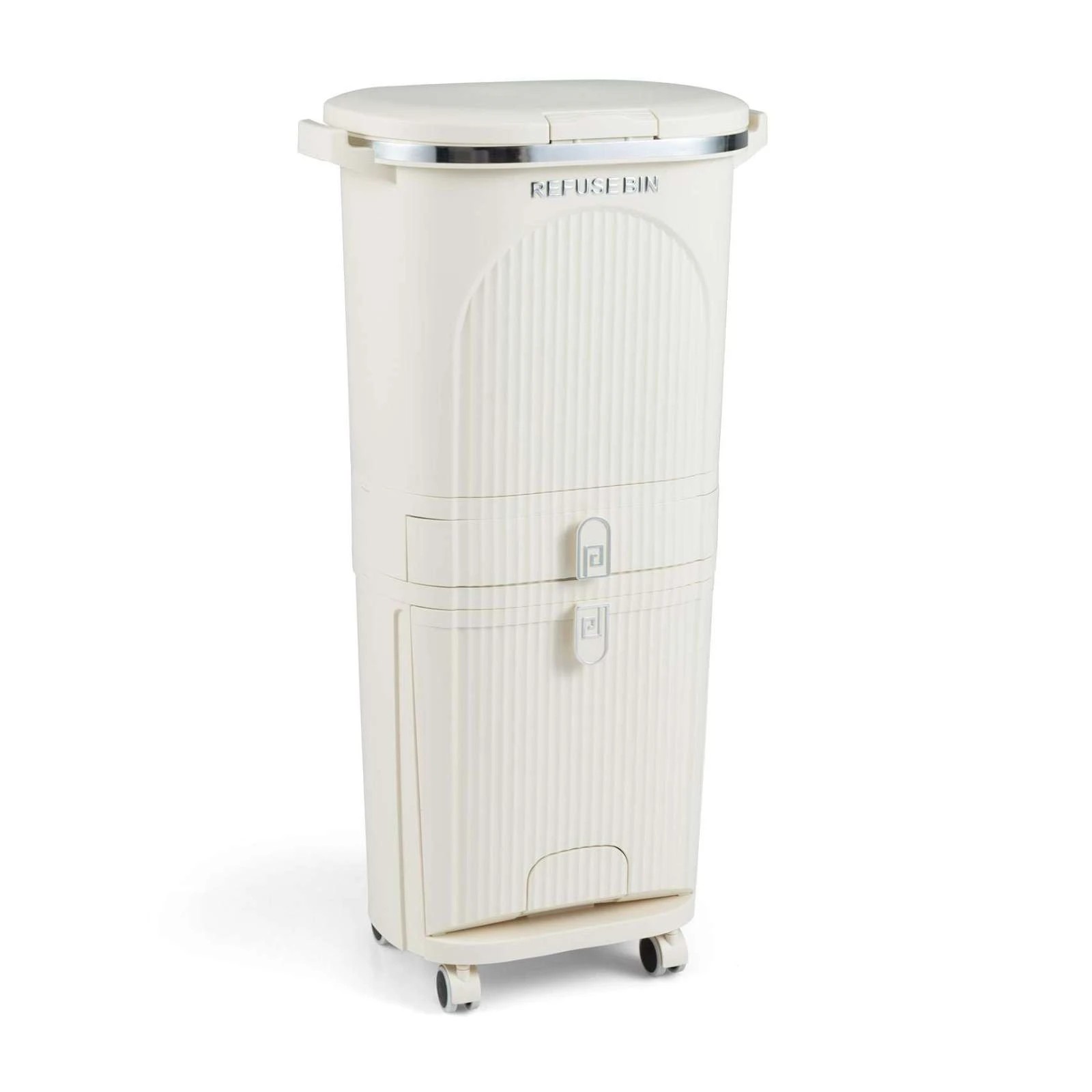 1 Costway 42L Kitchen Trash Can 2-Layer Sorting Rubbish Bin, 1 of 3
