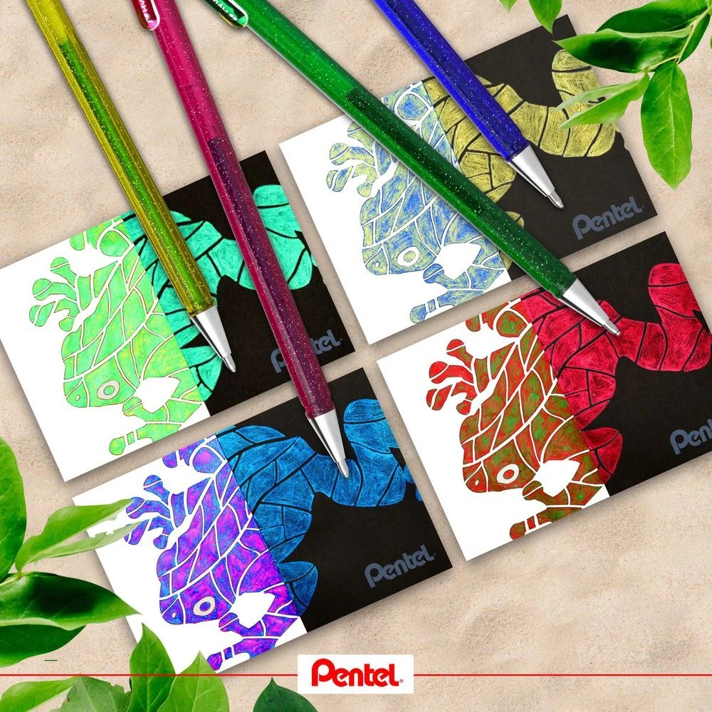 3 Pentel Hybrid Dual Metallic K110 Gel Pen Pink, 3 of 8