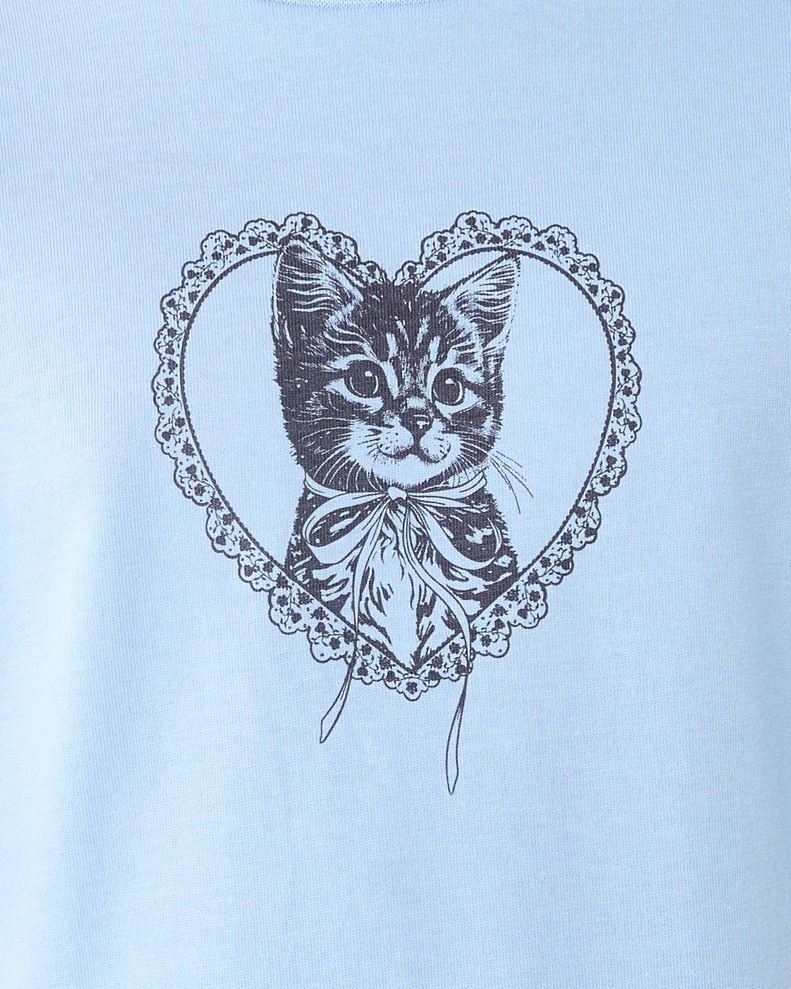 5 Short Sleeve Print T-shirt Blu Kitty, 5 of 6
