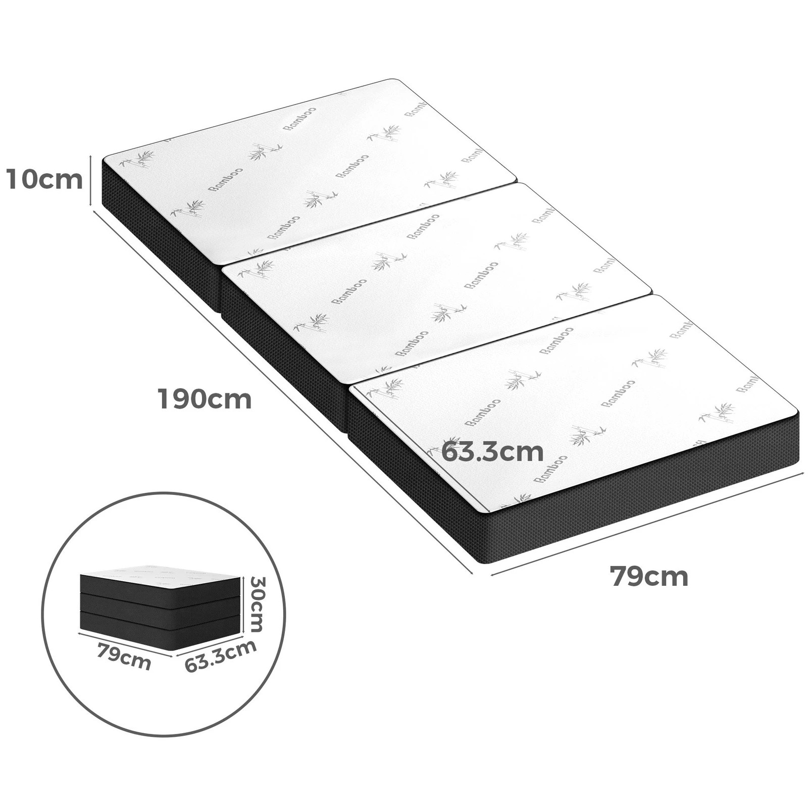 4 Starry Eucalypt Foldable Mattress Folding Foam Mesh Bamboo Portable 79X190CM - White, 4 of 4