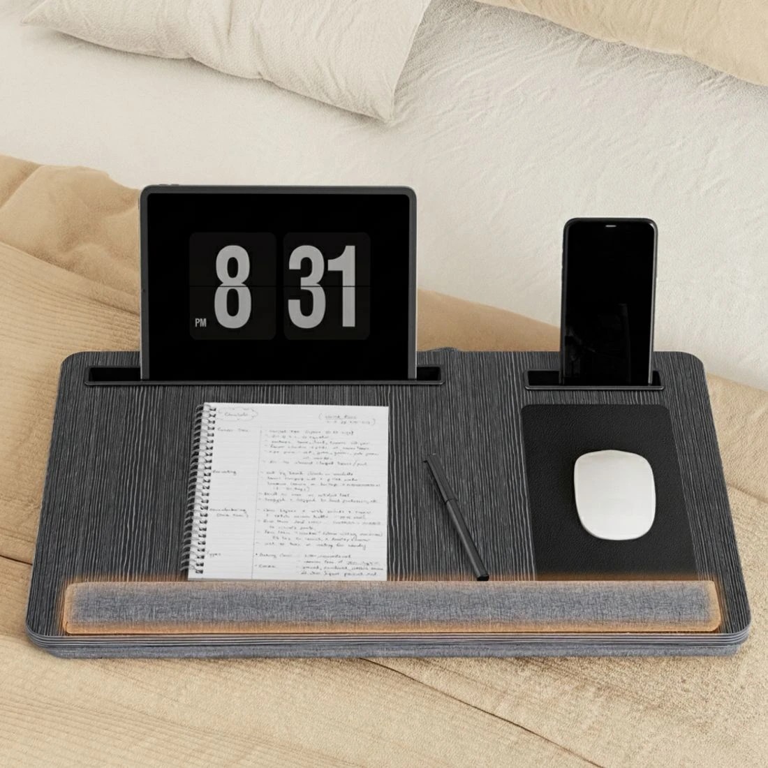 4 Artiss Lap Desk Laptop DeskS Portable w/ Wrist-rest Phone Slot Mouse Pad - Black, 4 of 5