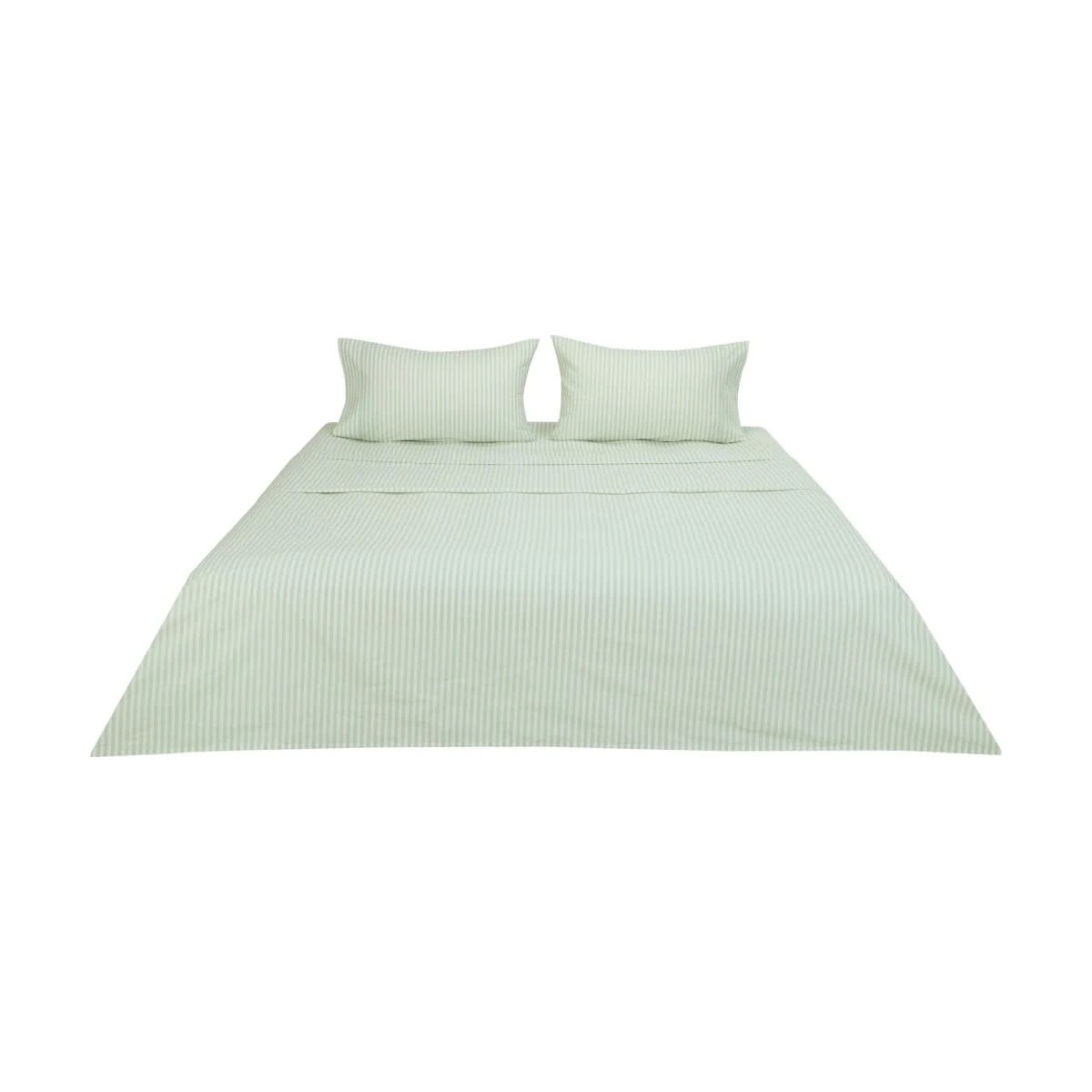 6 250 Thread Count Stripe Cotton Sheet Set - King Bed, Sage, 6 of 7