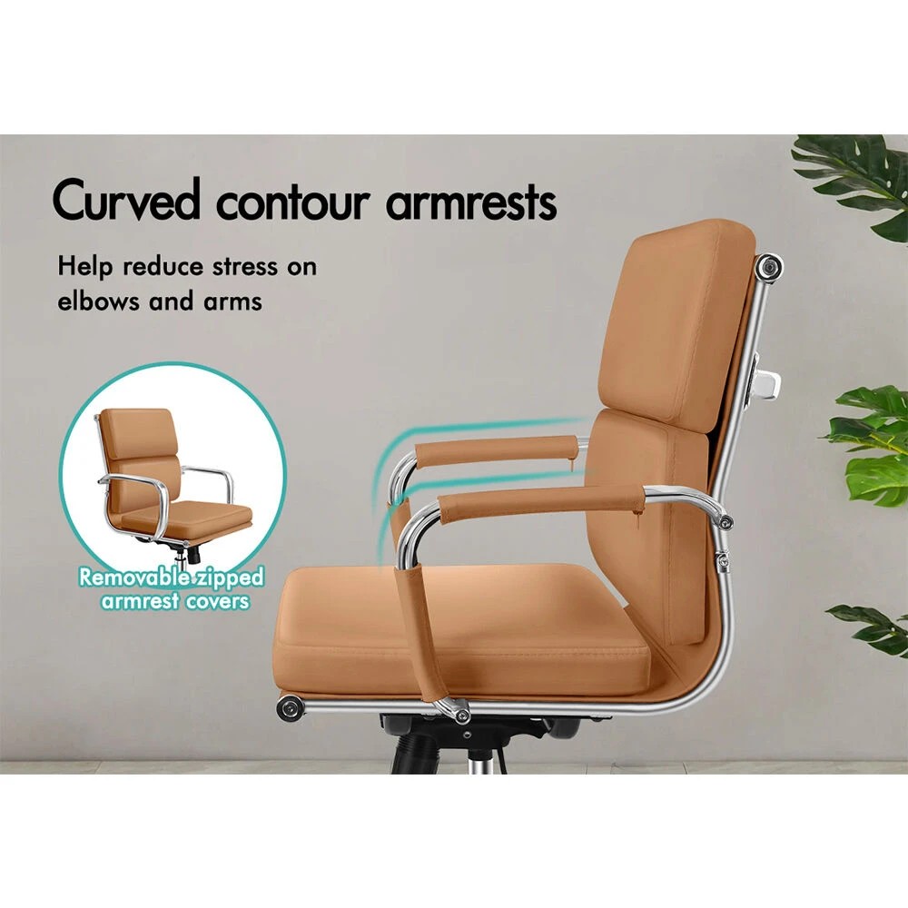 9 Alfordson Office Chair Ergonomic Paddings Executive Computer Seat Mid Back - Brown, 9 of 10