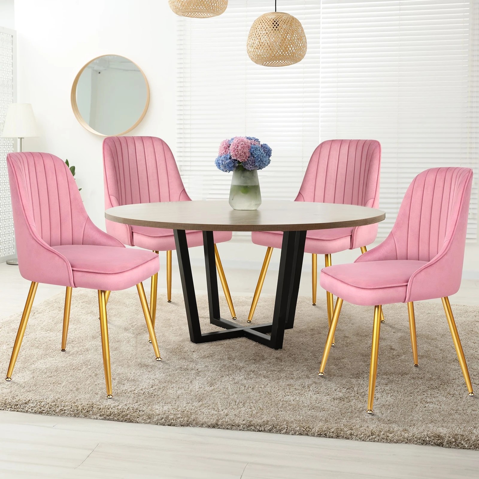 7 Alfordson 2x Dining Chairs Kitchen Accent Lounge Padded Tufted Seat Velvet - Pink, 7 of 10