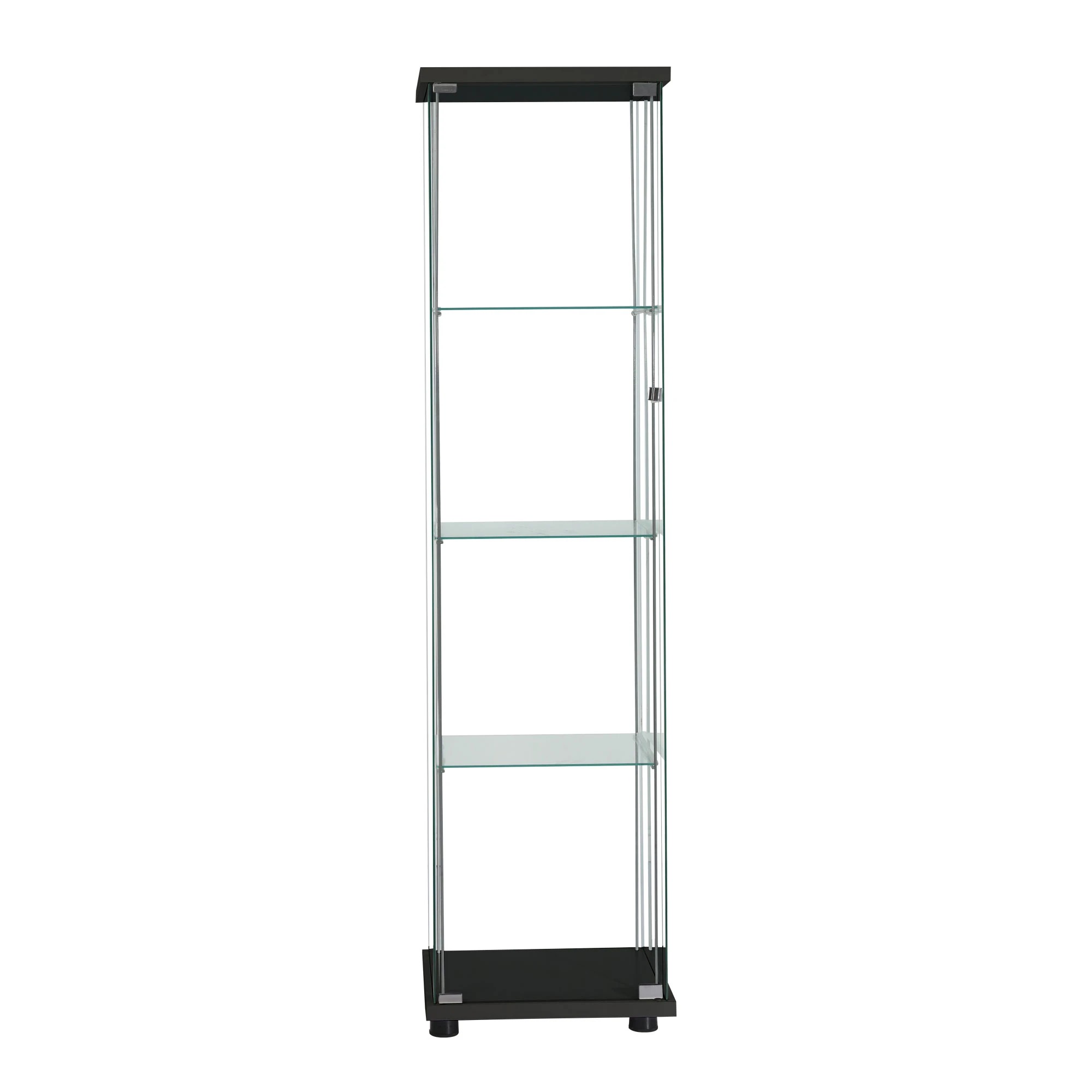 2 Stacked Display Cabinet 4-Tier Glass Door - Black, 2 of 8