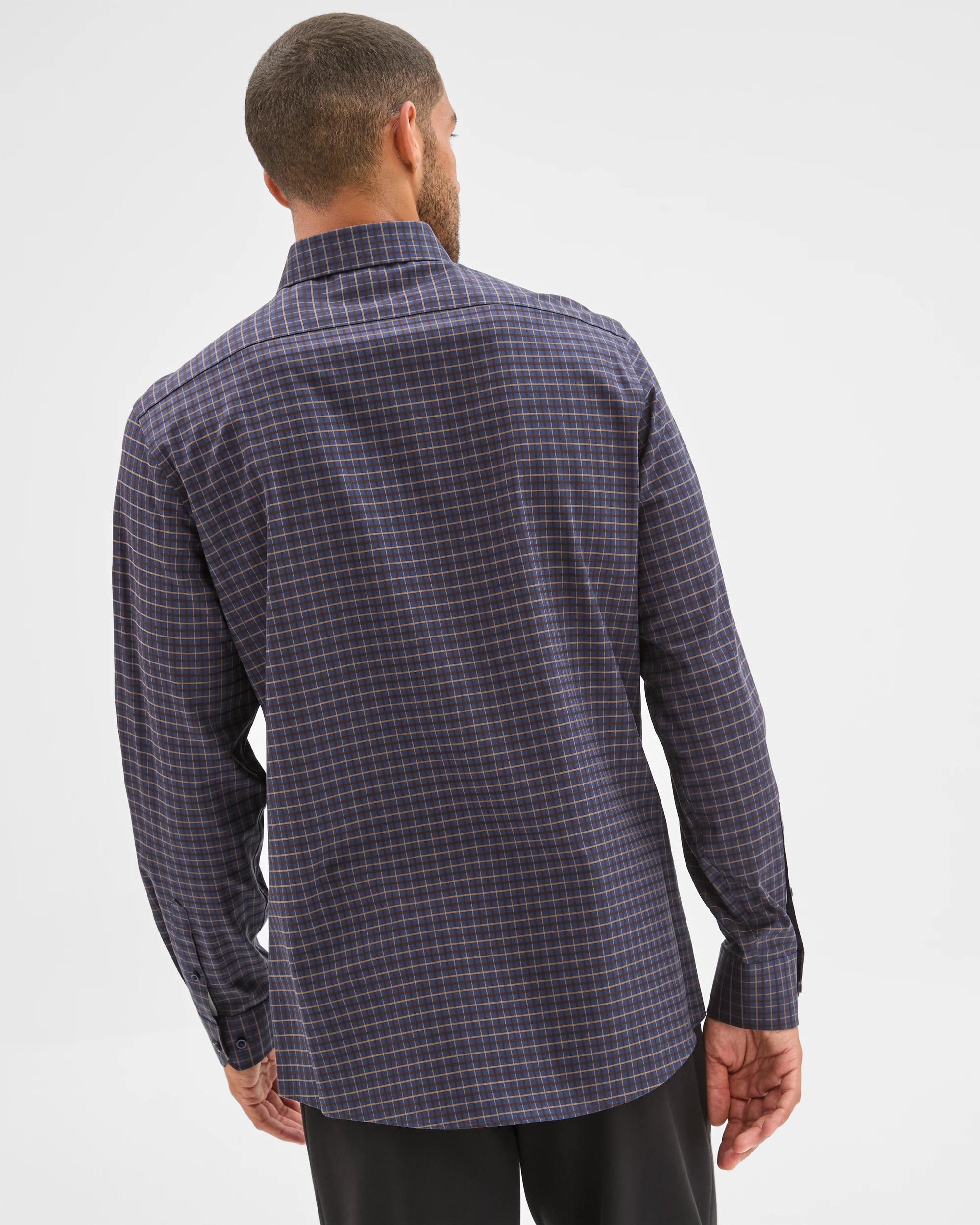 6 Preview Non Iron Long Sleeve Business Shirt INDIGO CHECK, 6 of 6