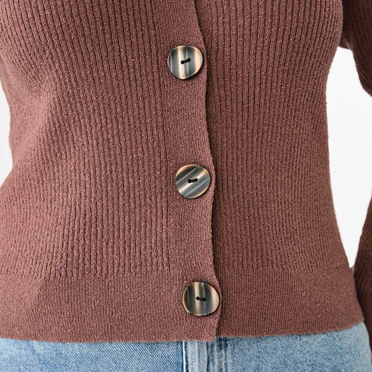 6 Textured V-Neck Cardigan FAWN TAUPE, 6 of 6