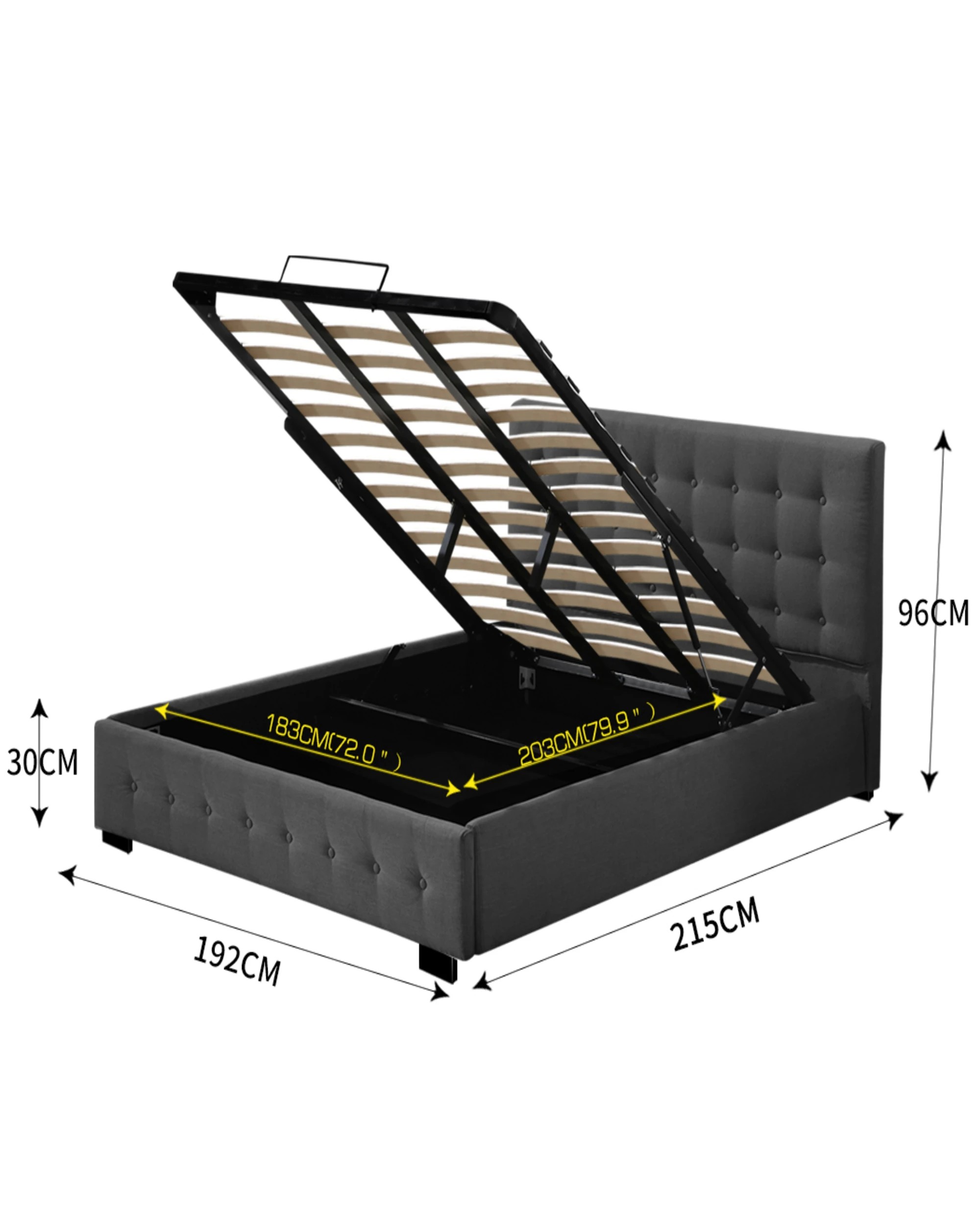 3 Levede Fabric King Bed Frame - Dark Grey, 3 of 8