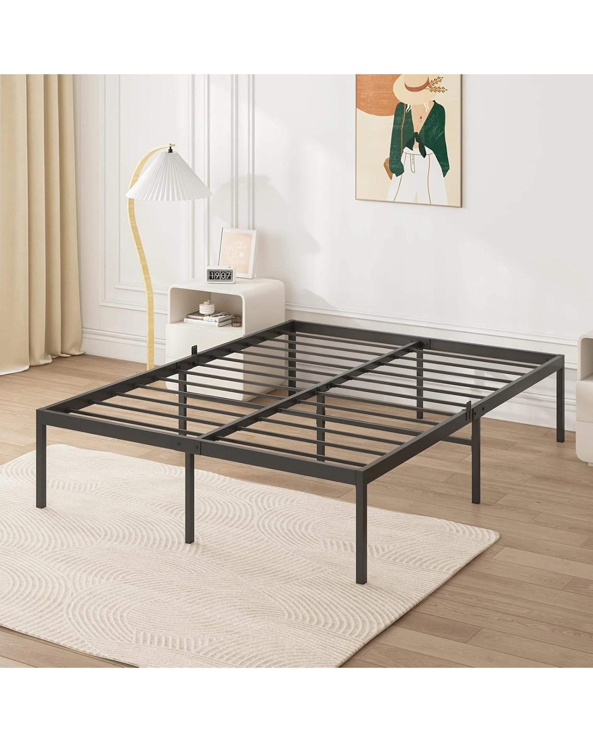 2 Advwin Queen Metal Bed Frame Black, 2 of 8