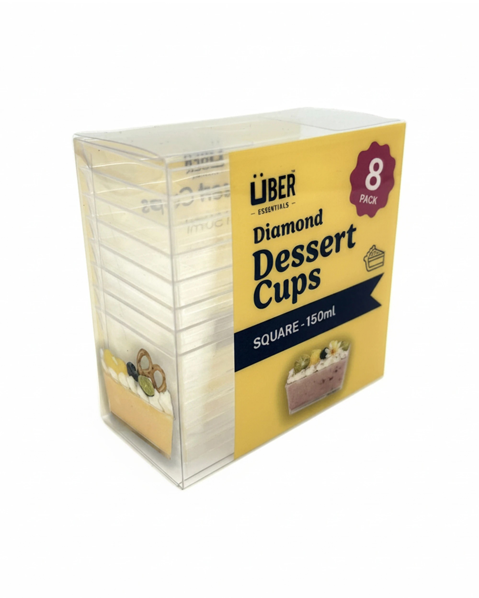 1 Uber Essentials 8pc Reusable Plastic Rectangle Dessert Cups 150mL - Clear, 1 of 1