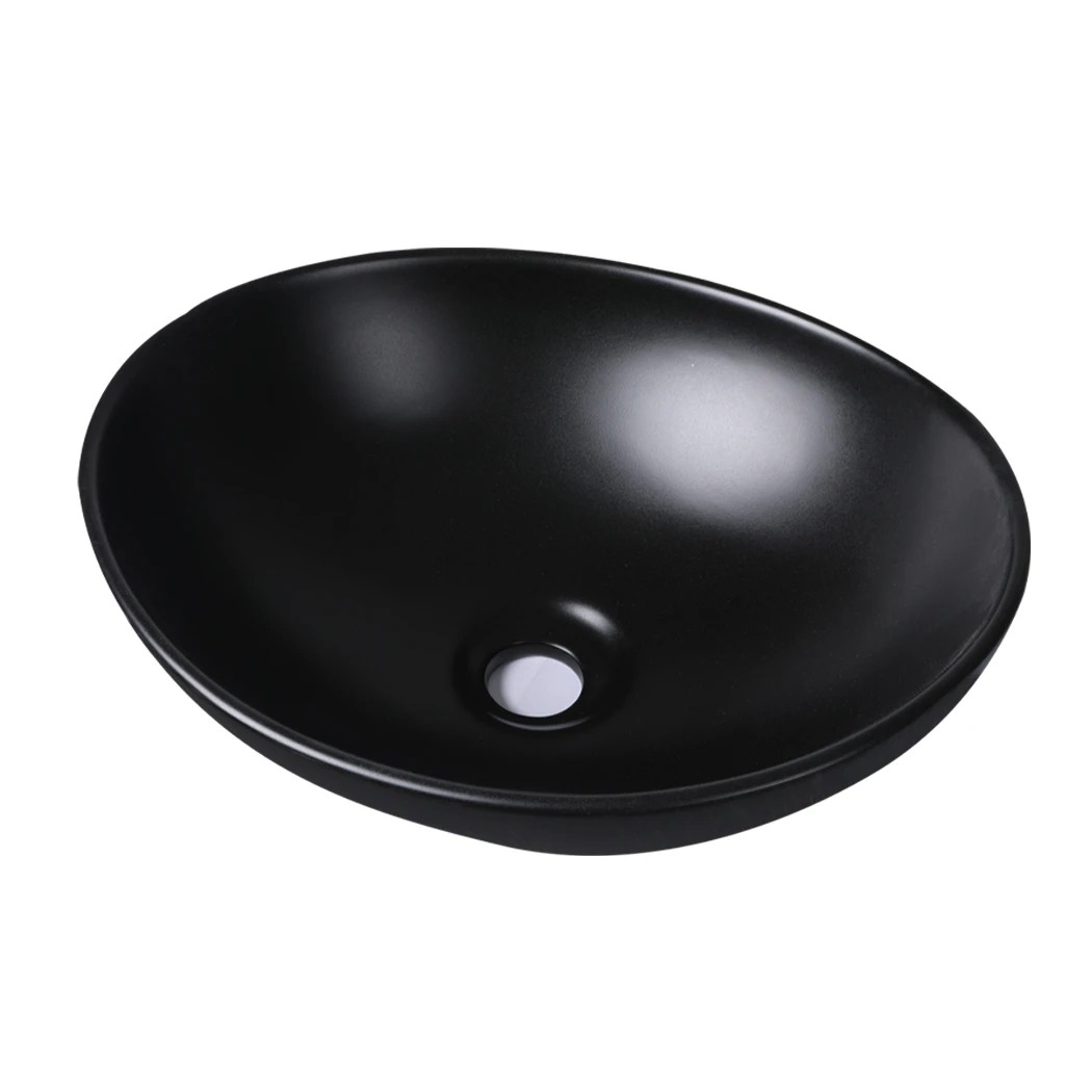 1 Traderight Bathroom Basin Sink Black Oval, 1 of 8