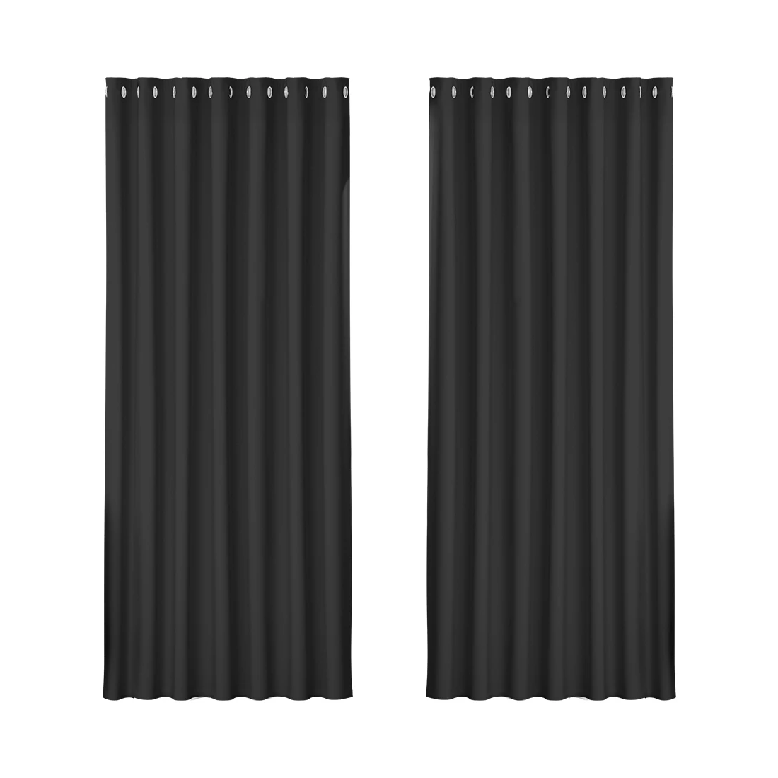 1 Artiss 2X Blockout Curtains Eyelet 240x230cm - Black, 1 of 6