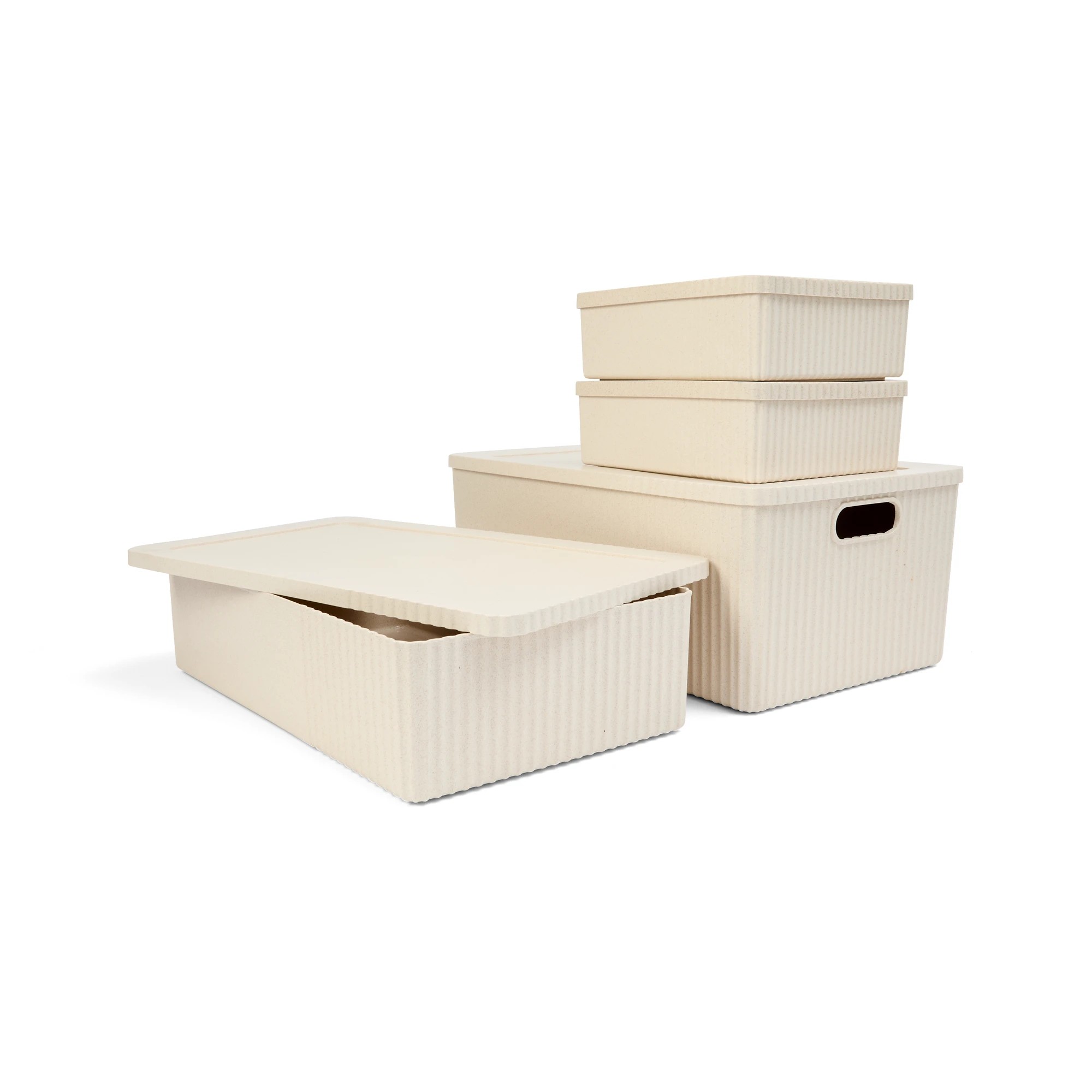 6 Set of 4 Stackable Boxes - Oatmeal, 6 of 7