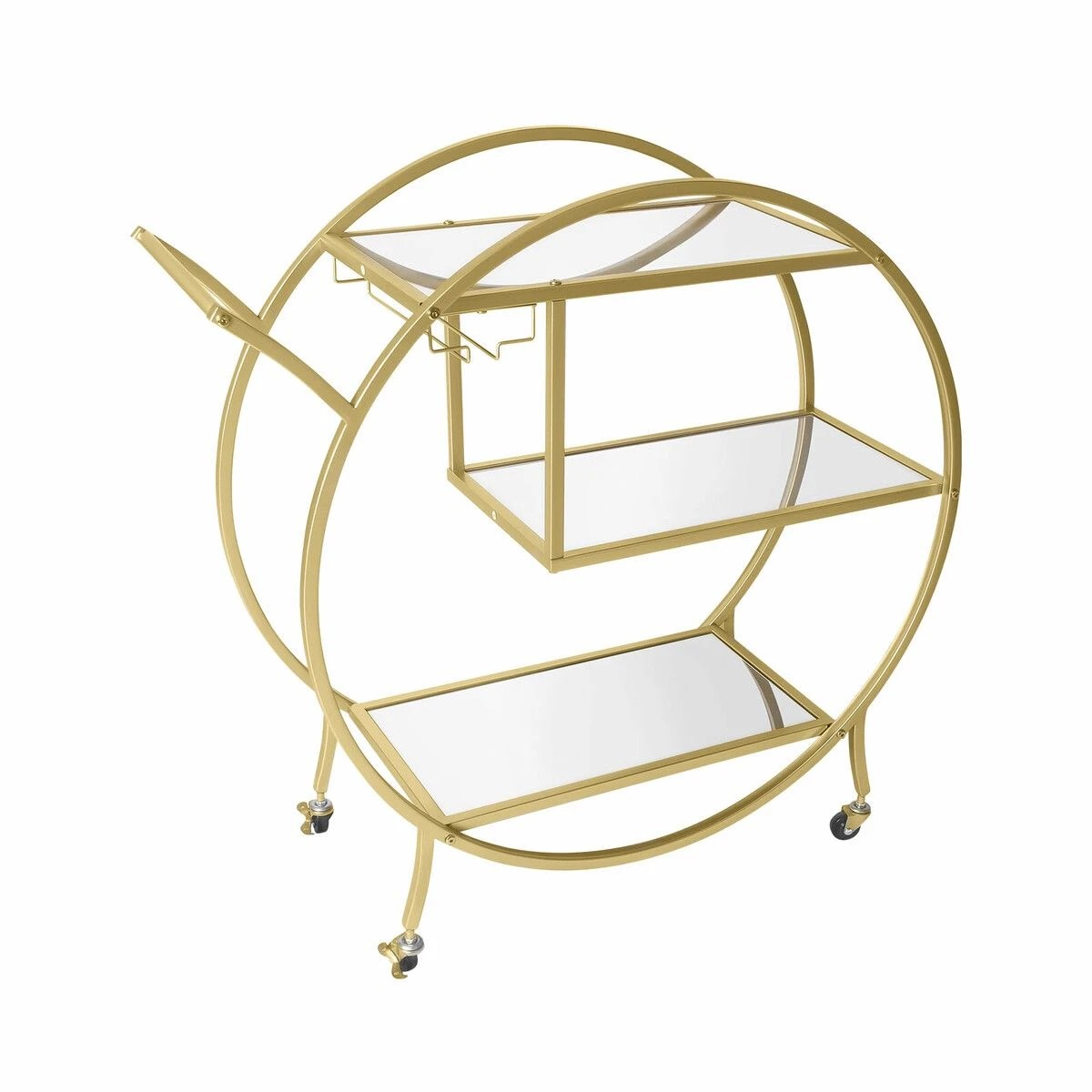 6 Ausway Bar Cart Wine Rack Drinks Trolley Metal Frame Mobile, 6 of 7