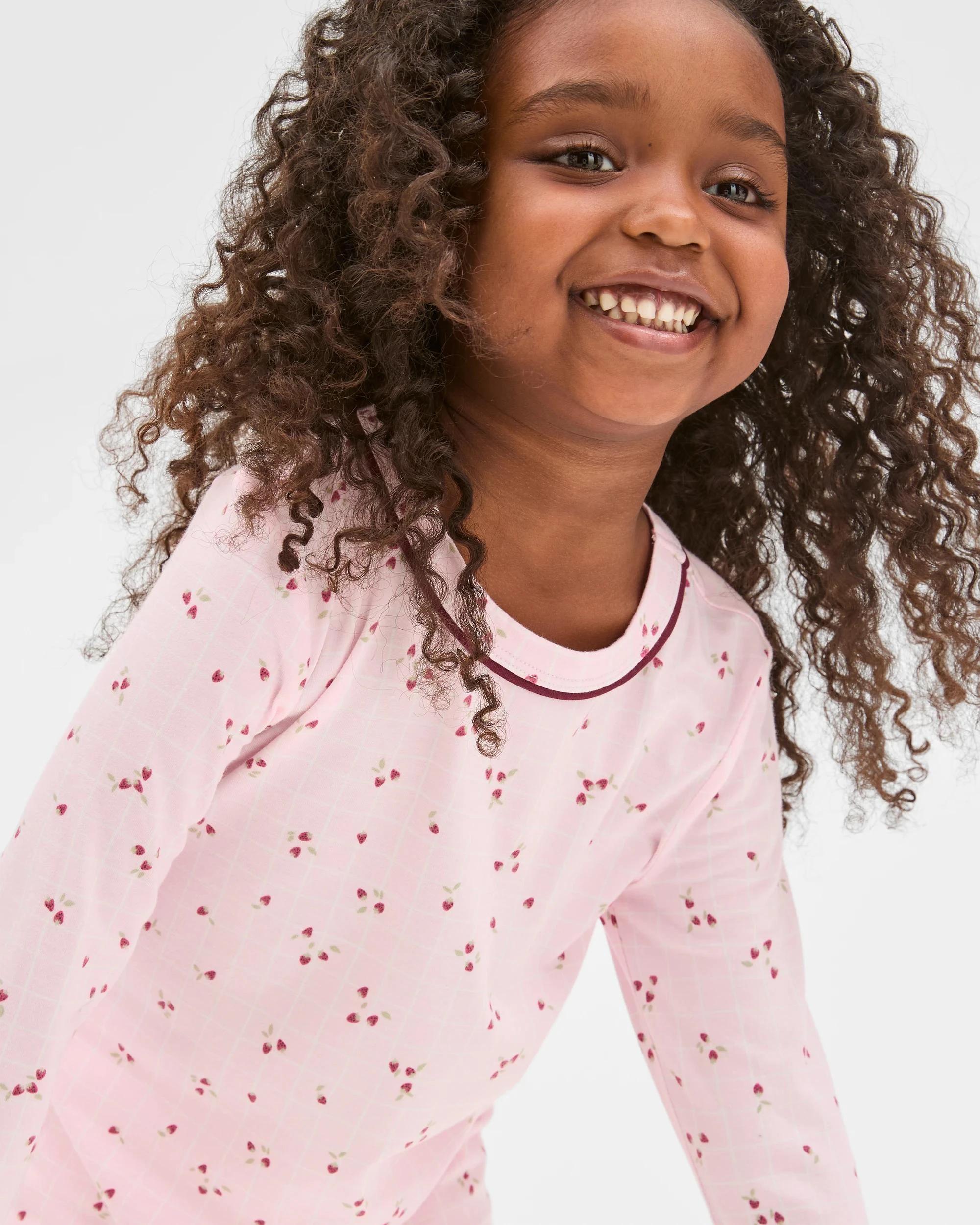 6 Target Kids Bamboo Younger Girls Long Sleeve Top and Pants Pyjama Set PINK STRAWBERRY, 6 of 10