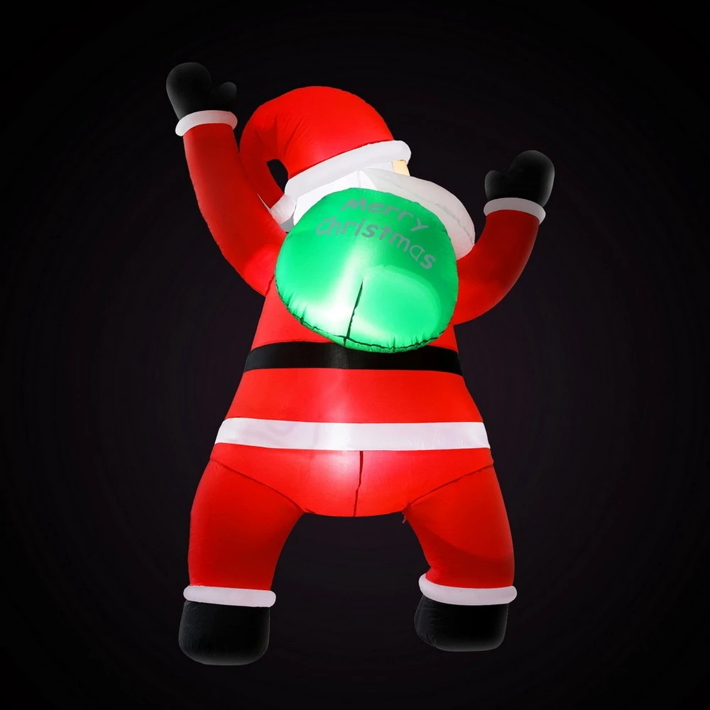 2 Jingle Jollys Christmas Inflatable Santa Climbing LED Illuminated Decorations 1.9M - Multi, 2 of 7