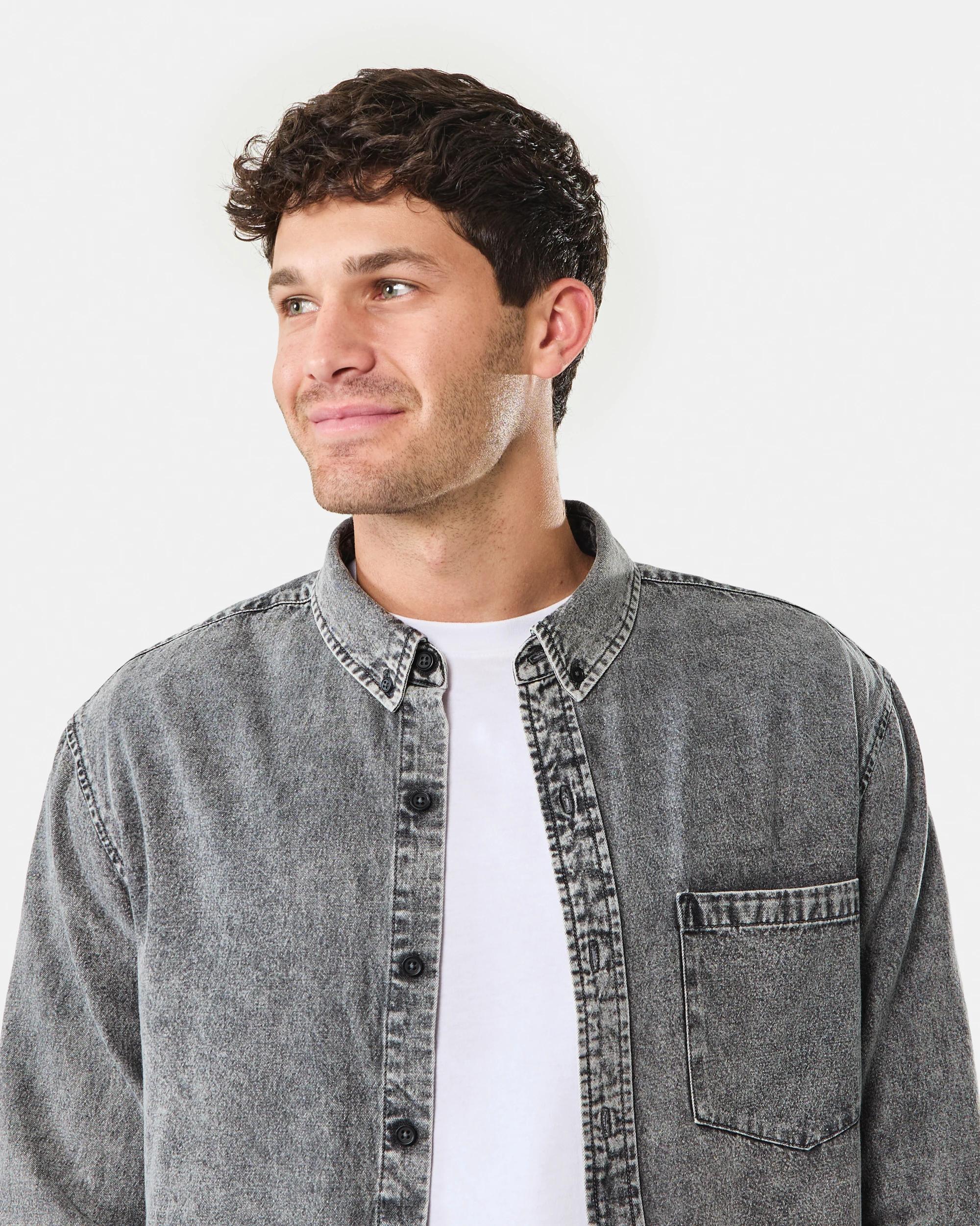 5 Long Sleeve Denim Shirt Wash Black, 5 of 9