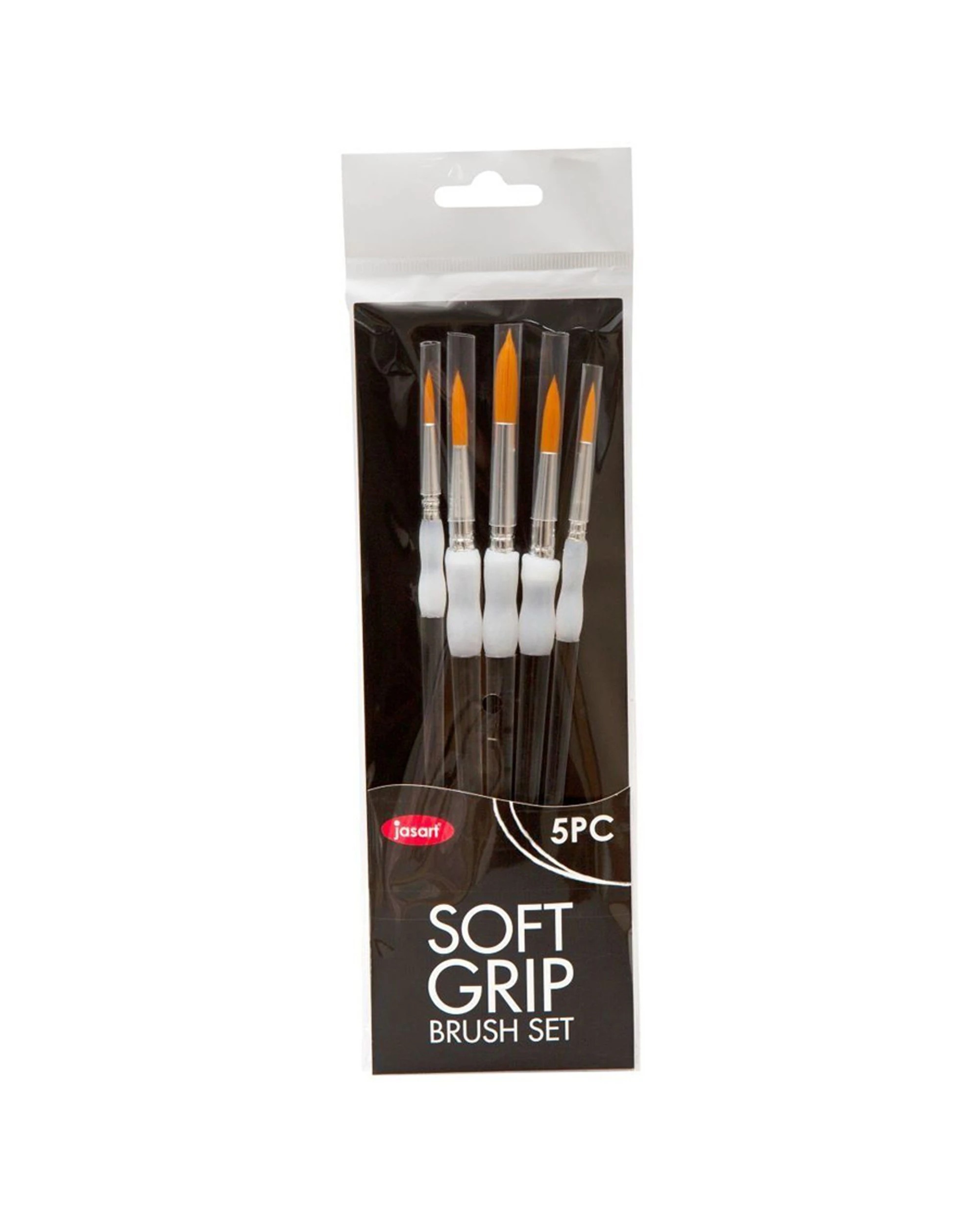 2 Jasart 3x 5pc Soft Grip Synthetic Bristles Round Brush Set - Black, 2 of 3