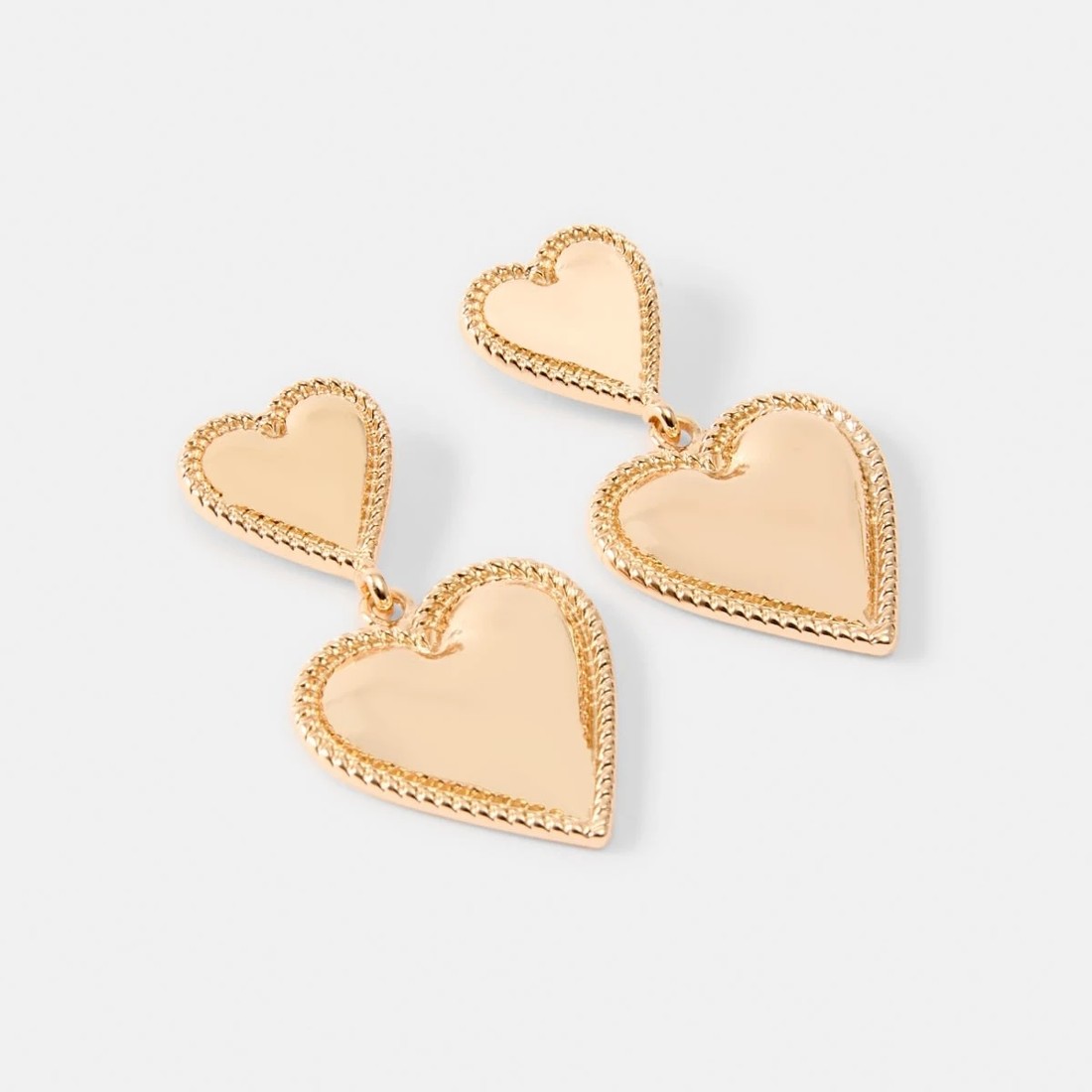 2 Double Heart Drop Earrings - Gold Tone, 2 of 5