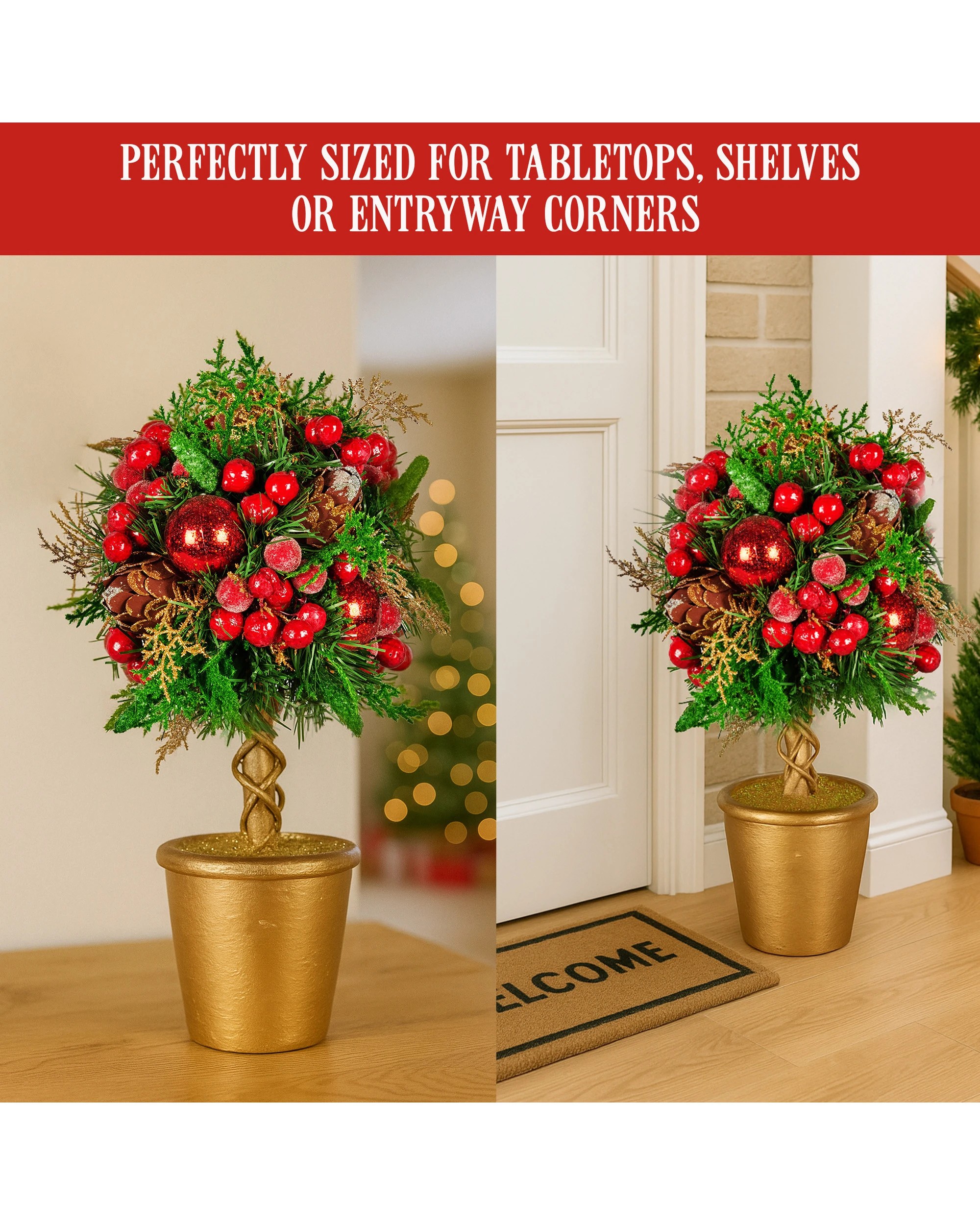 9 Christabelle 36cm Christmas Tabletop Topiary With Berries Baubles And Pine Cones, 9 of 10