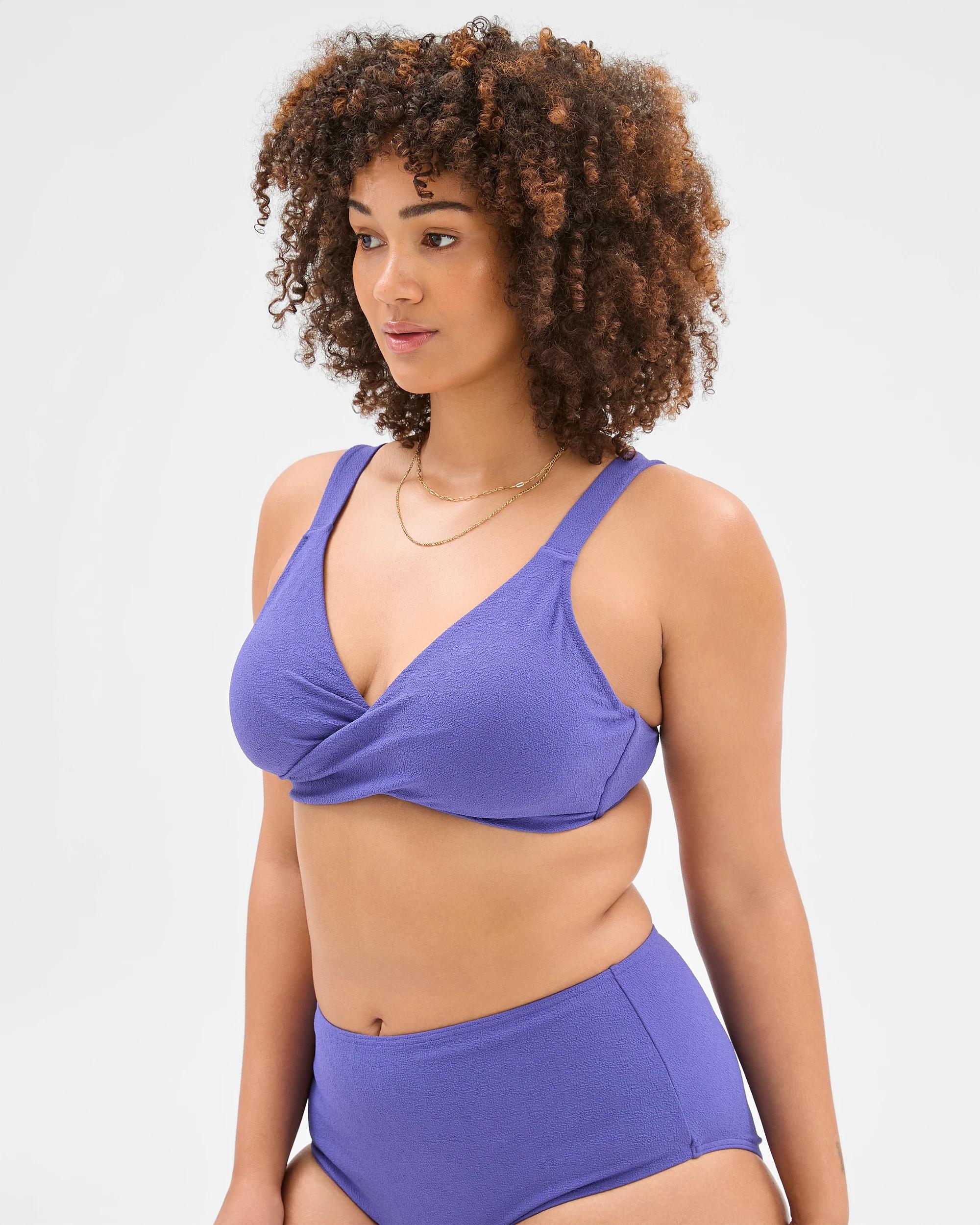 3 Target Resort Textured Plunge Twist Bikini Top - Shape Your Body VIOLET / BLUE, 3 of 10