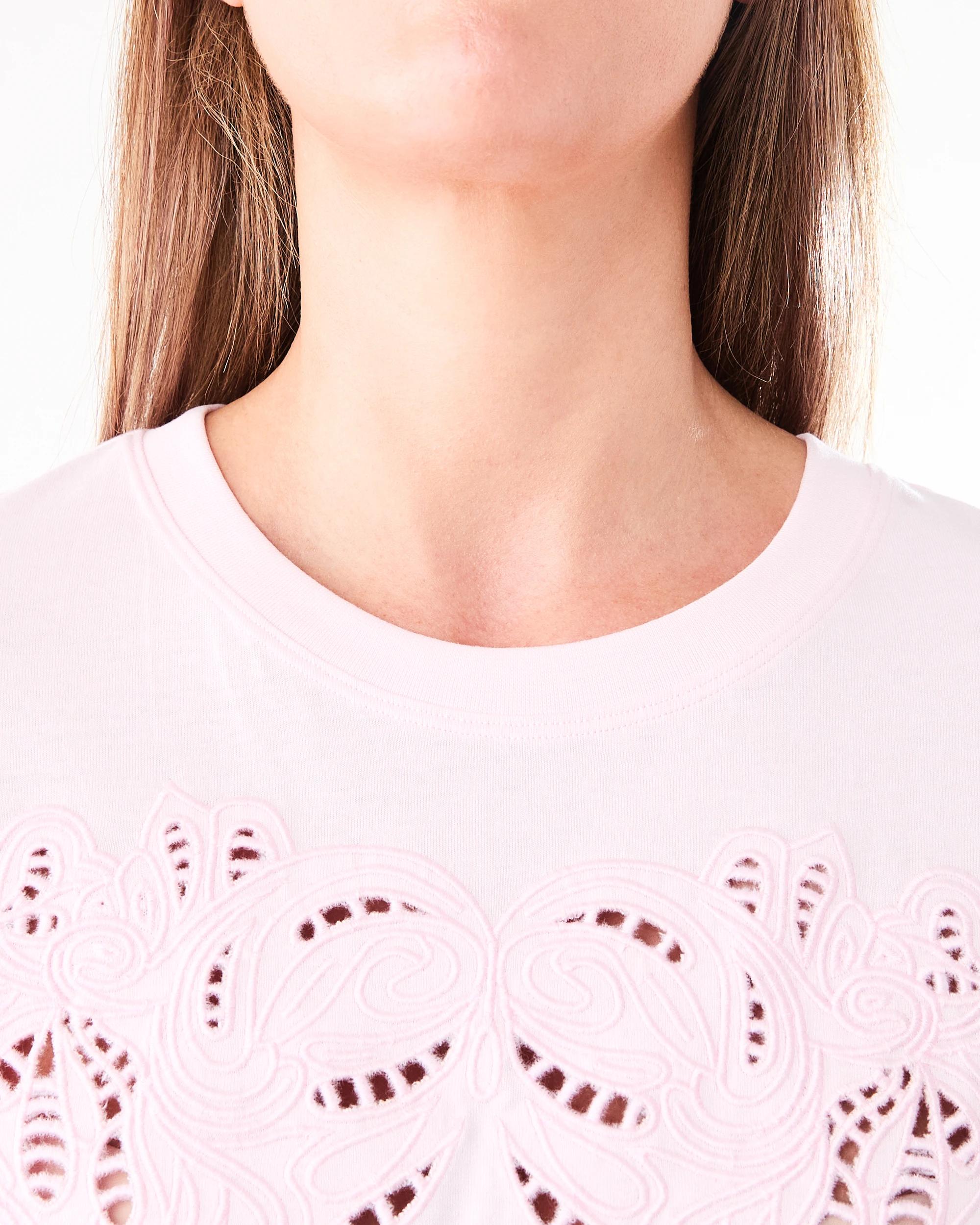 5 Short Sleeve Embroidery Detail T-shirt Bllet Pink, 5 of 6