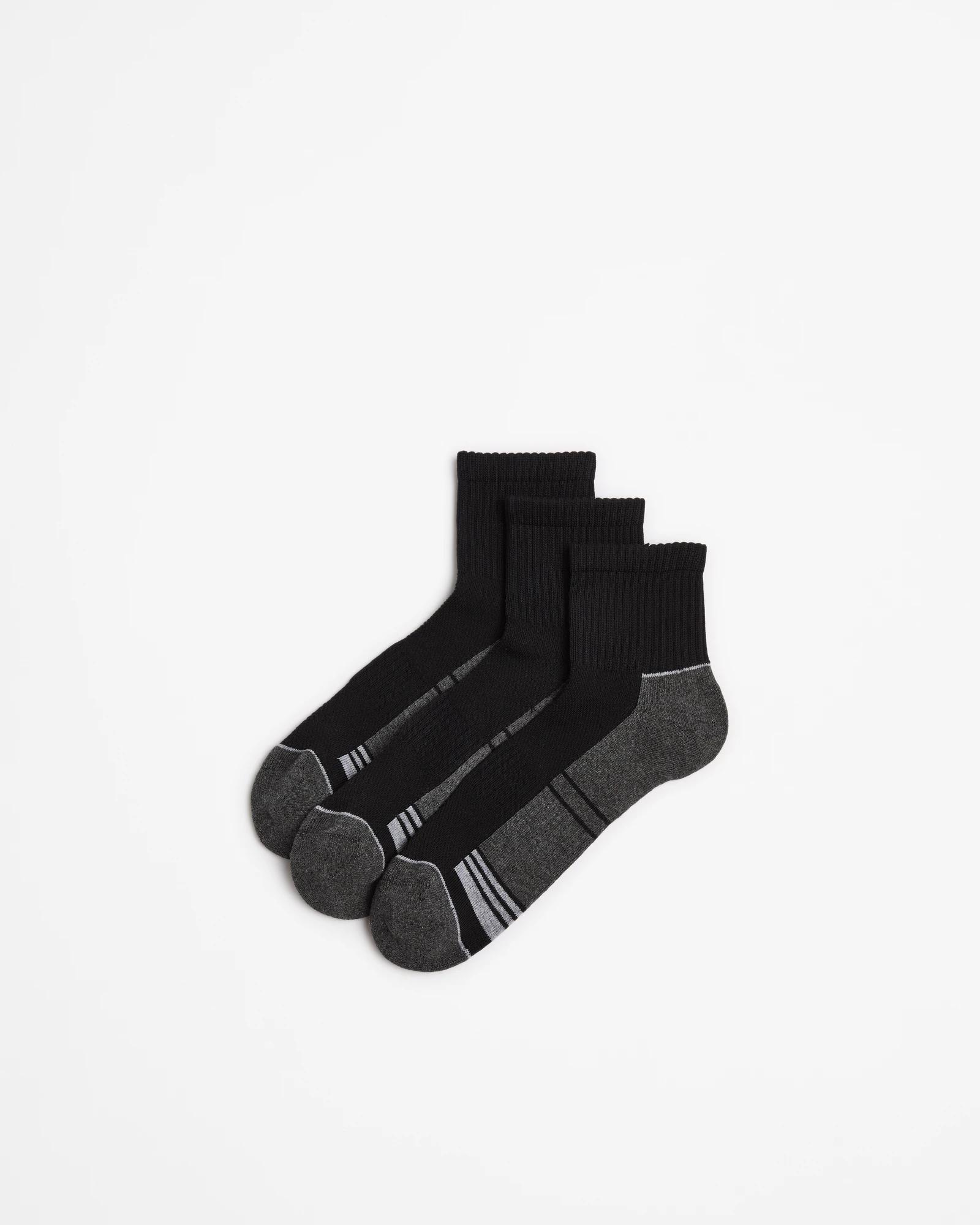 1 Australian Cotton Blend 3 Pack Sport Quarter Crew Socks - Maxx BLACK, 1 of 3