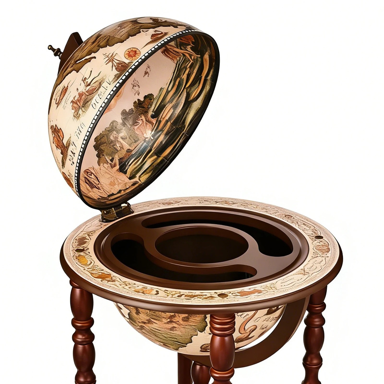 7 LUXSUITE Globe Bar Wine Cabinet Rack Drinks Cart Liquor Trolley Mid Century Antique Alcohol Glass Bottle Storage Serving, 7 of 7