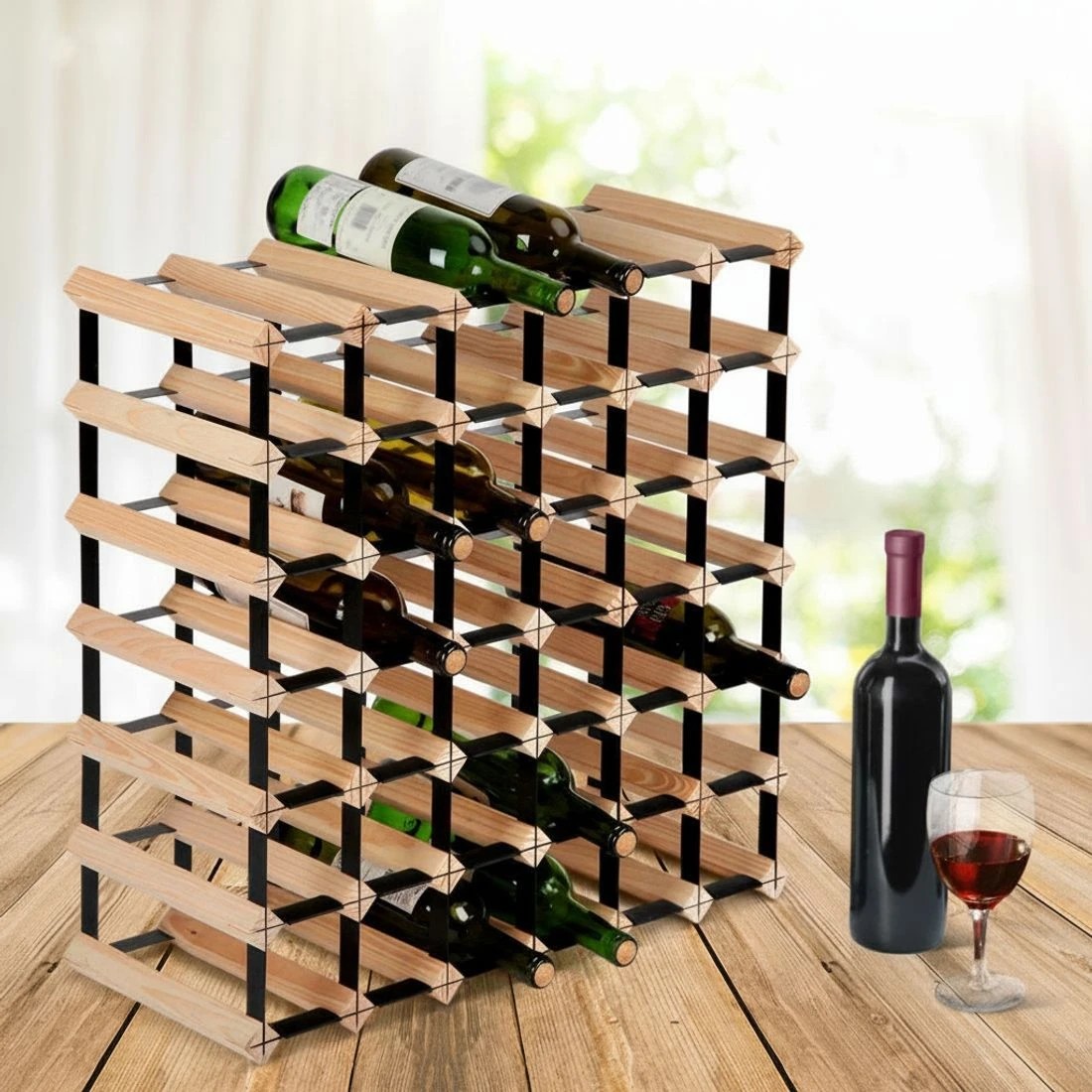 10 Artiss Wine Rack 42 Bottle - Natural, 10 of 10