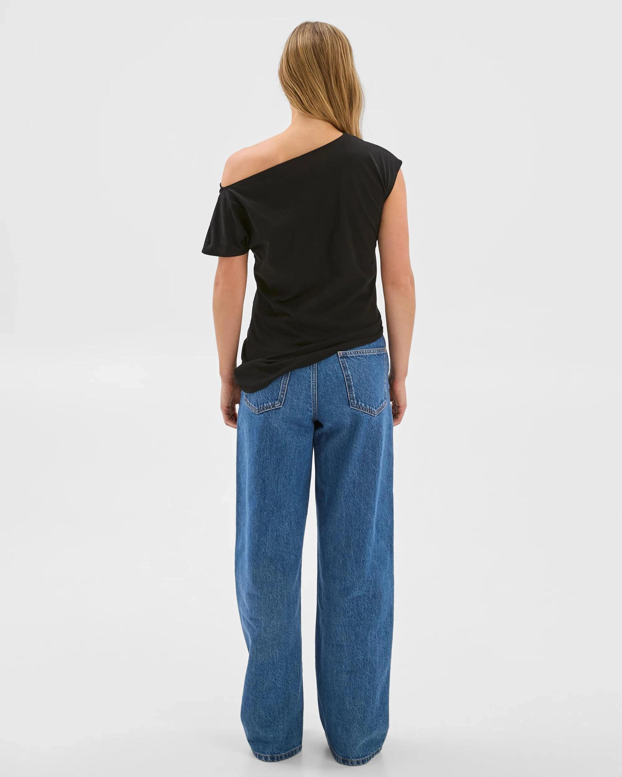 5 Australian Cotton Blend Slouchy Asymmetrical T-Shirt - Lily Loves TARGET BLACK, 5 of 5